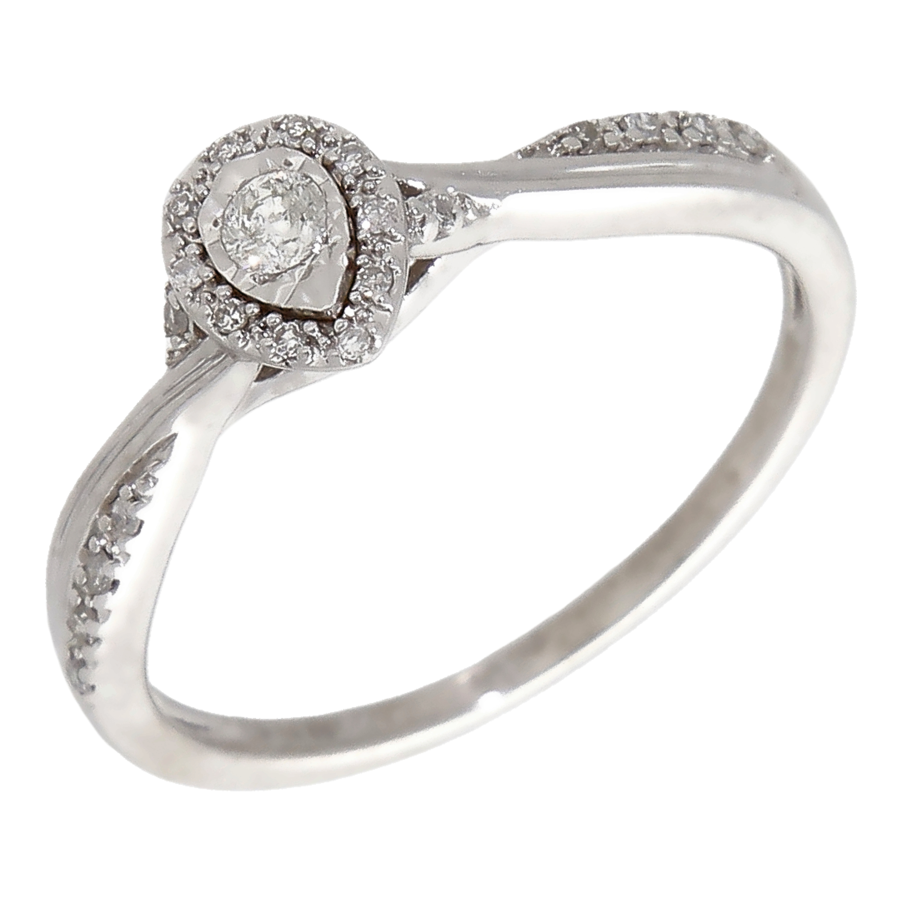 Pre-Owned 9ct White Gold 0.15ct Diamond Pear Cluster Ring