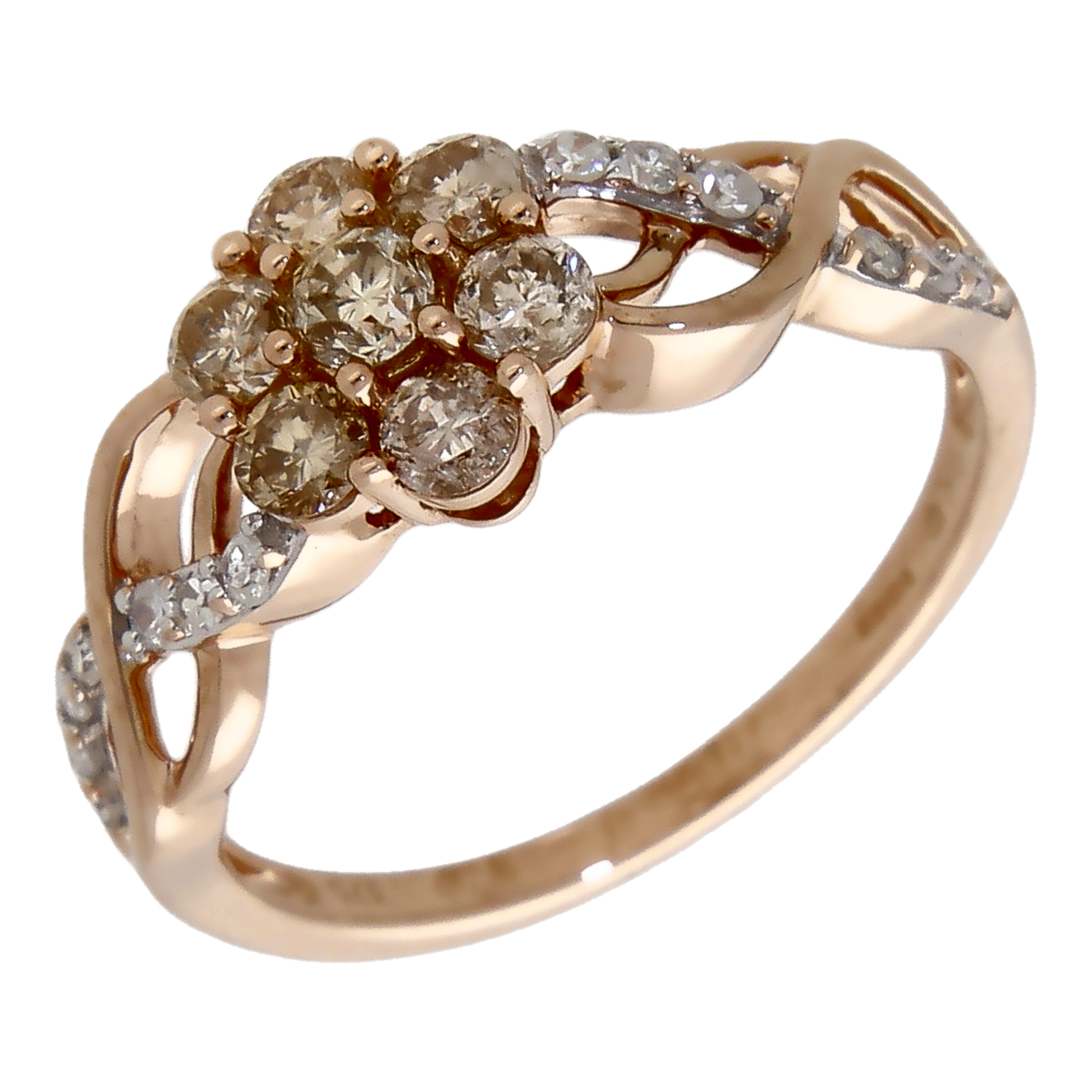 Pre-Owned 9ct Rose Gold 0.50ct Champagne Diamond Cluster Ring