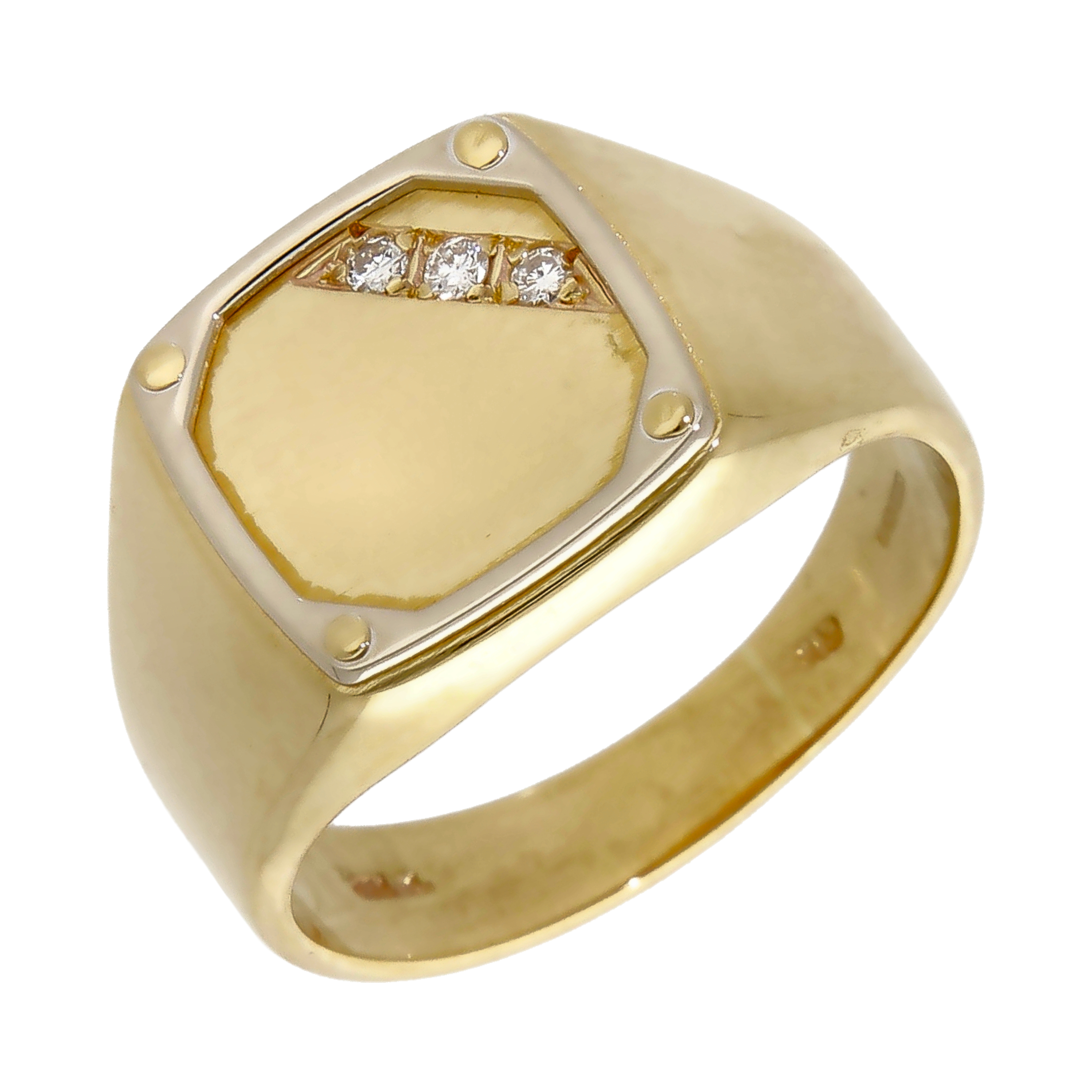 Pre-Owned 18ct Yellow & White Gold Diamond Set Signet Ring