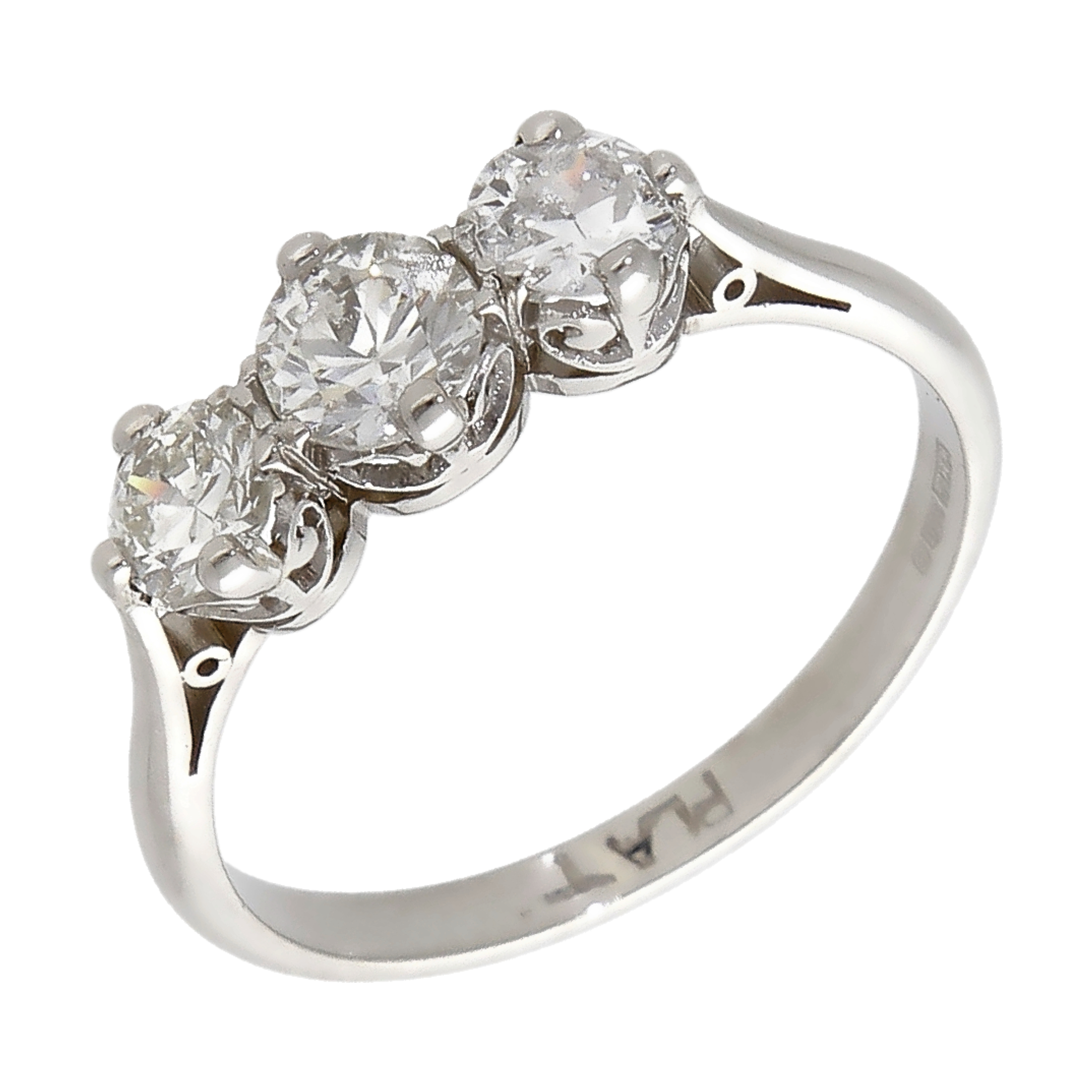Pre-Owned Platinum 0.86ct Diamond Trilogy Ring