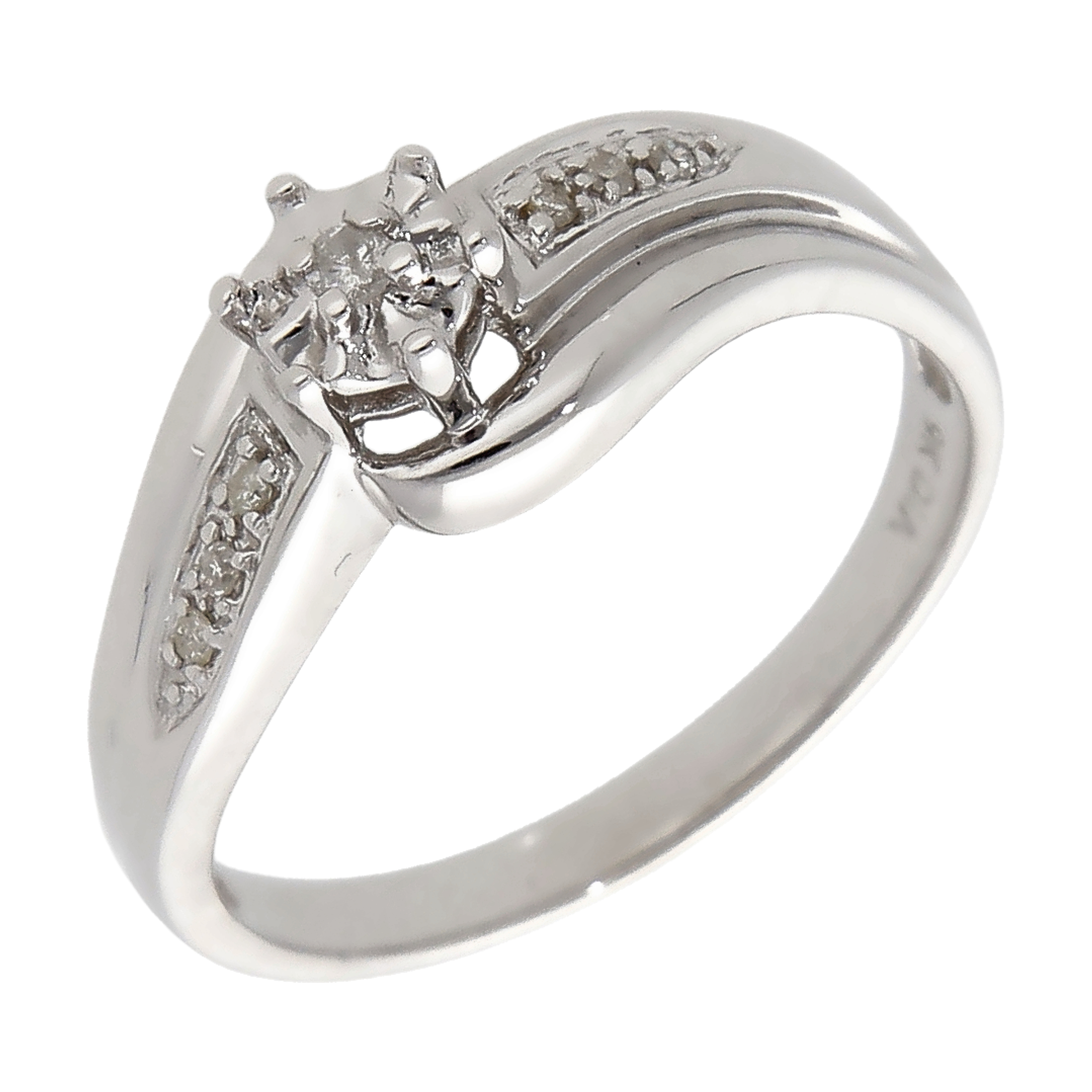 Pre-Owned 9ct White Gold Illusion Set Diamond Twist Ring