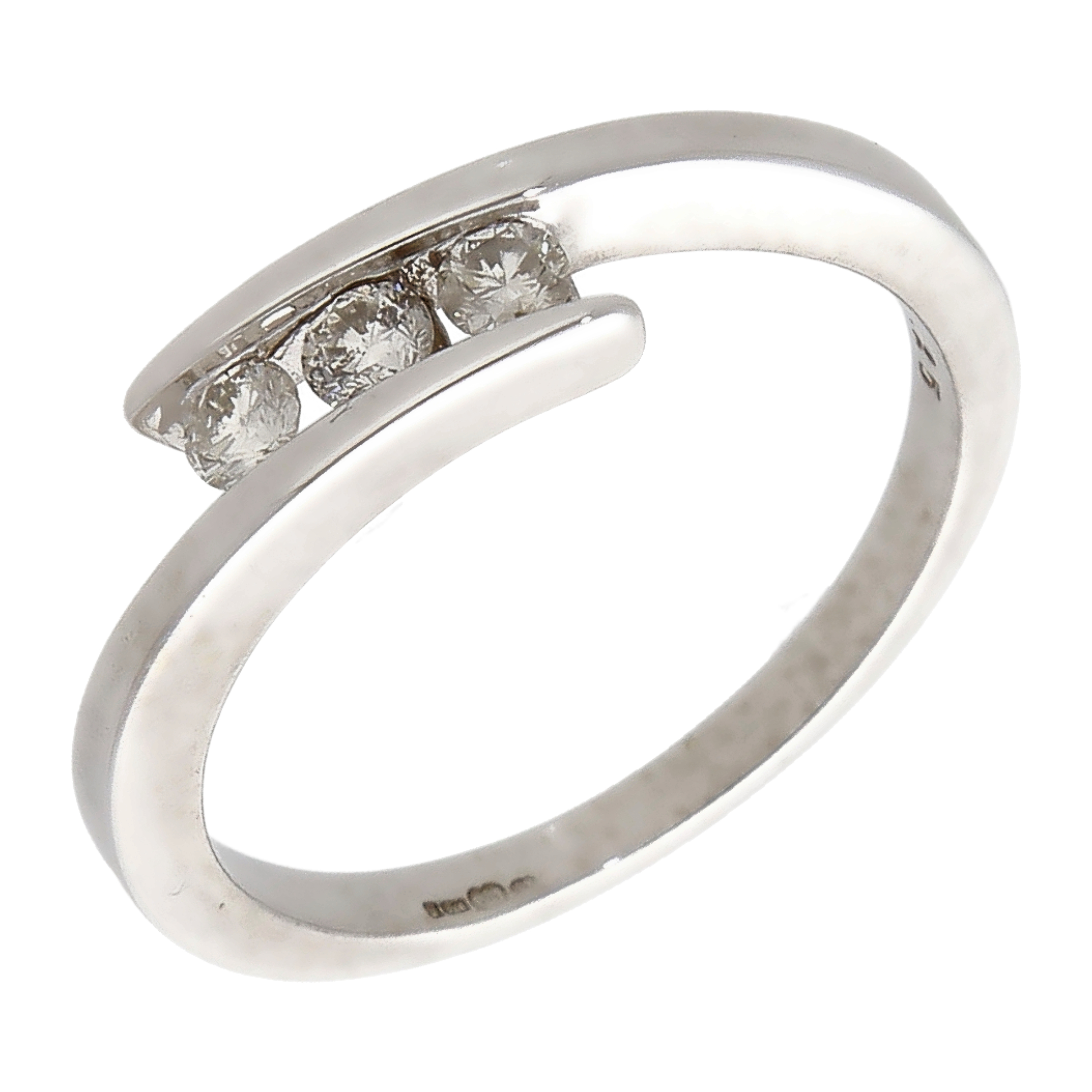 Pre-Owned 9ct White Gold 0.25ct Diamond Trilogy Twist Ring