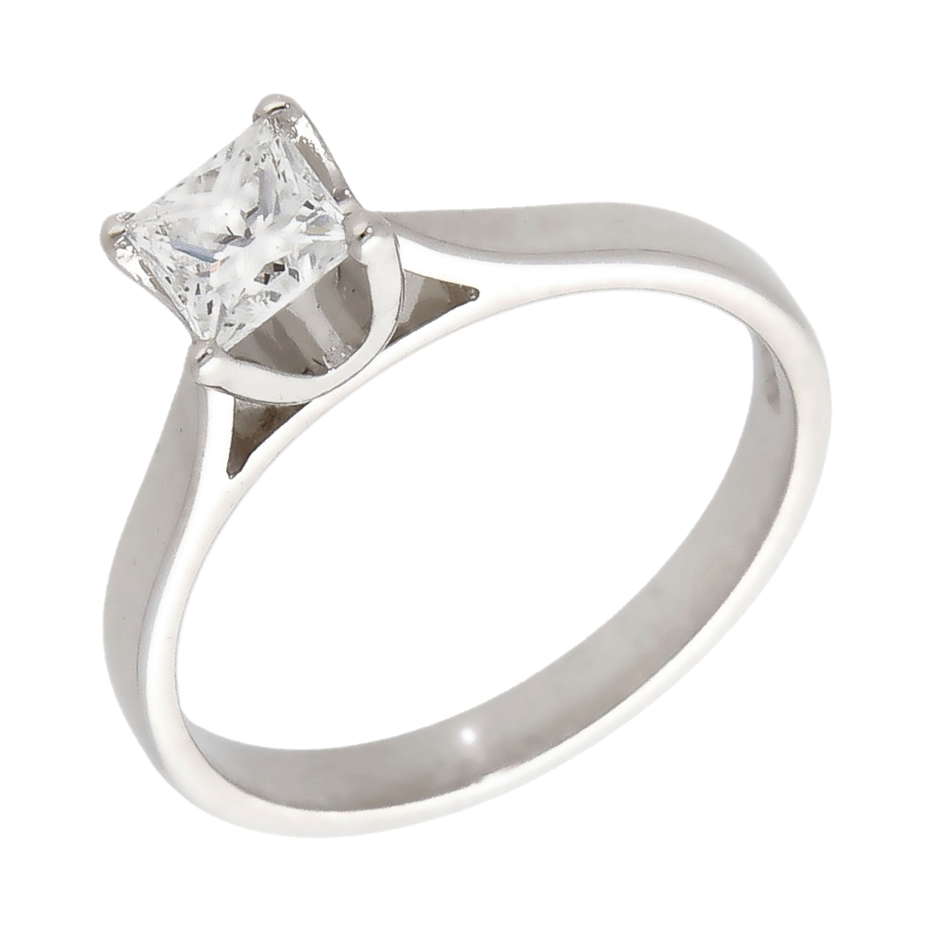 Pre-Owned 18ct Gold 0.57ct Princess Cut Diamond Solitaire Ring