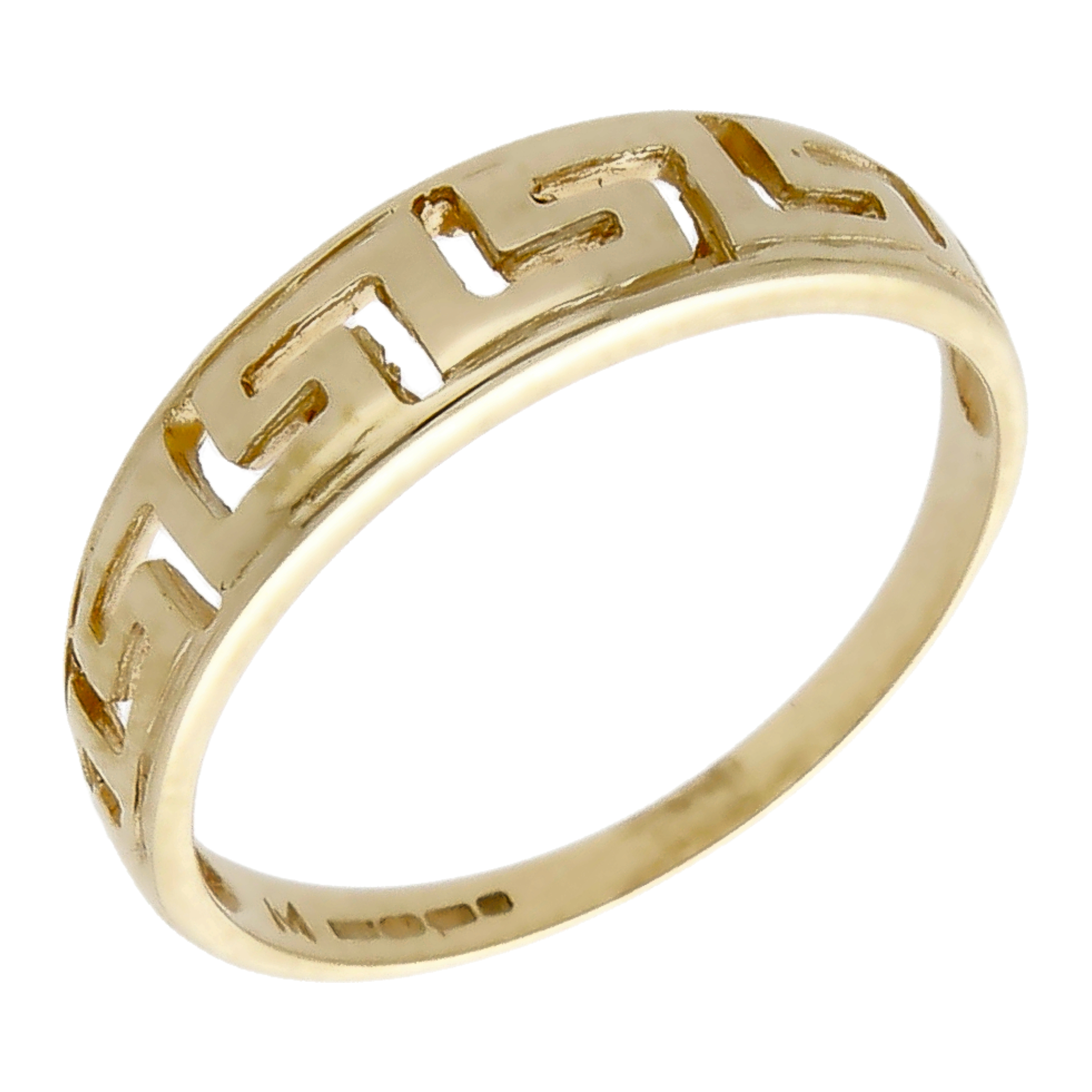 Pre-Owned 9ct Yellow Gold Greek Key Design Dress Ring