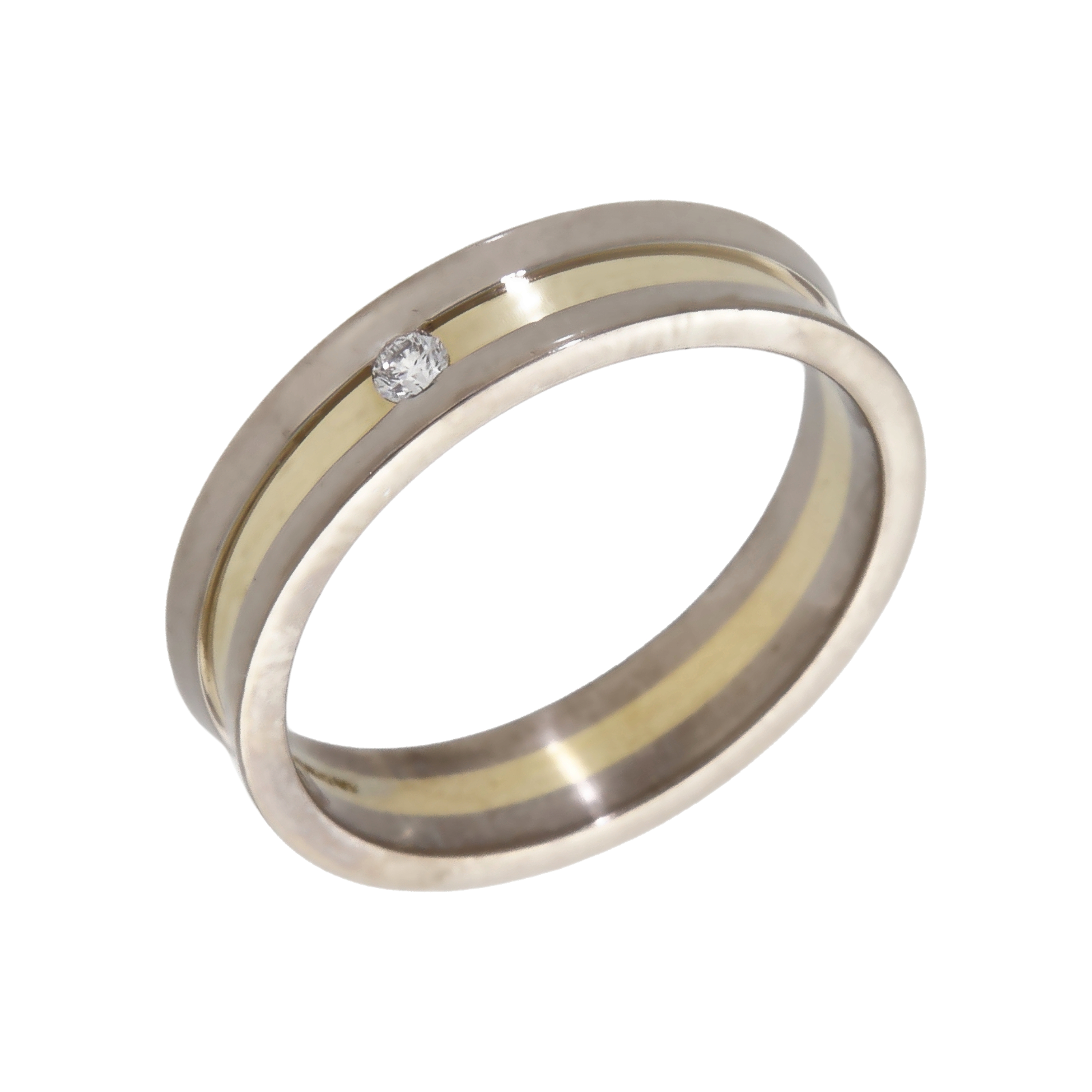 Pre-Owned 18ct Yellow & White Gold Diamond Set 5mm Wedding Ring