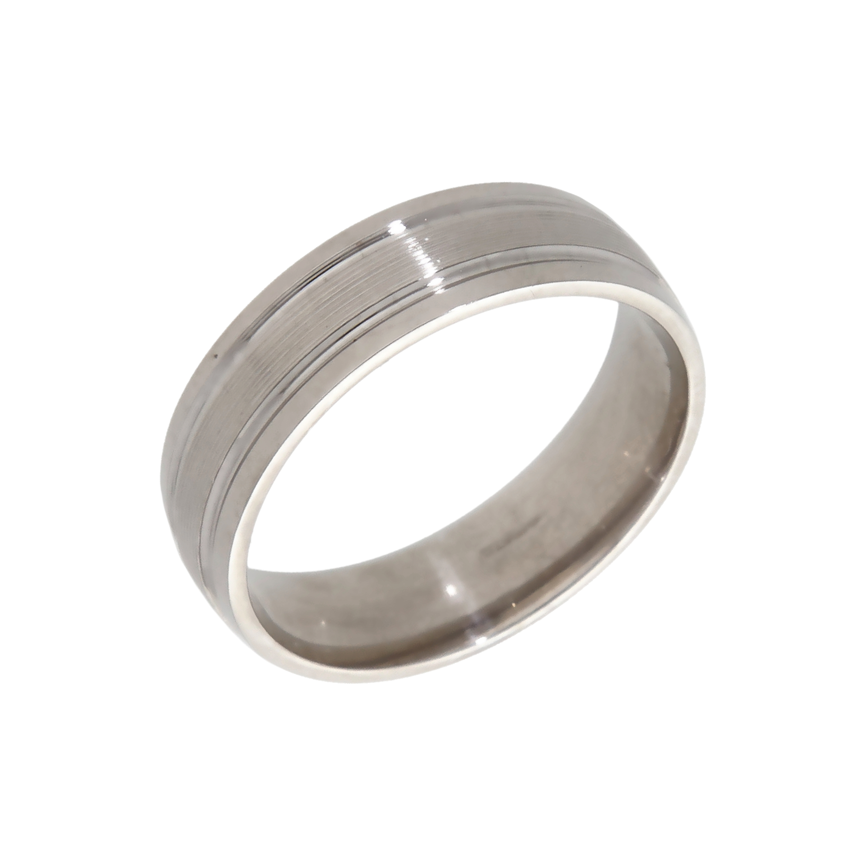 Pre-Owned 9ct White Gold Edged 6mm Wedding Band Ring