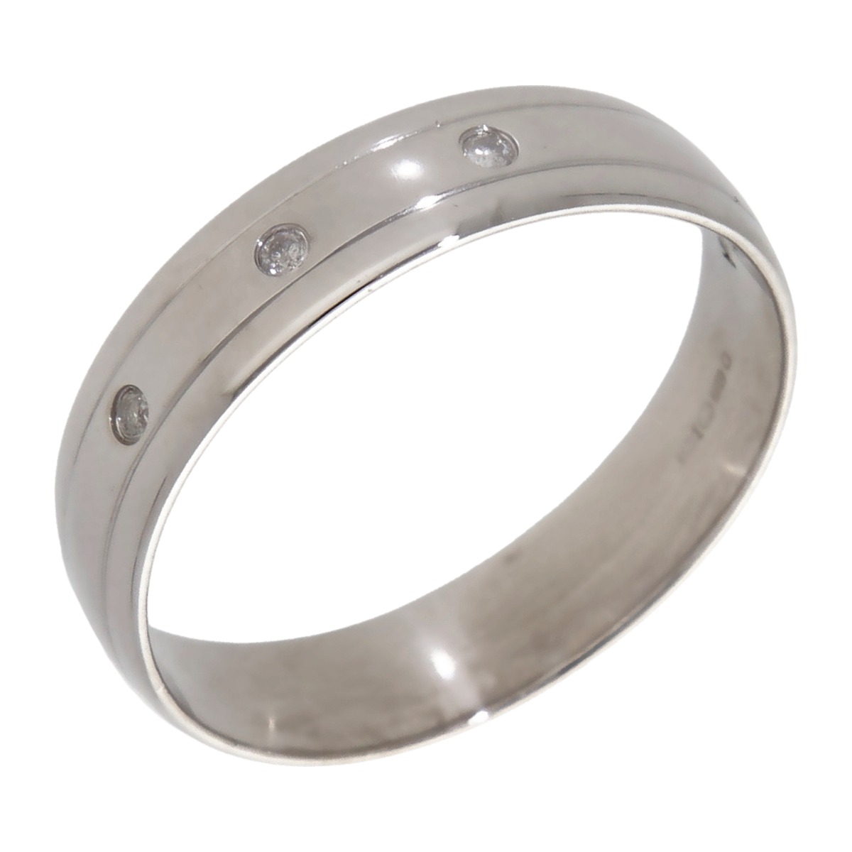 Pre-Owned 18ct White Gold Diamond Set 6mm Wedding Band Ring