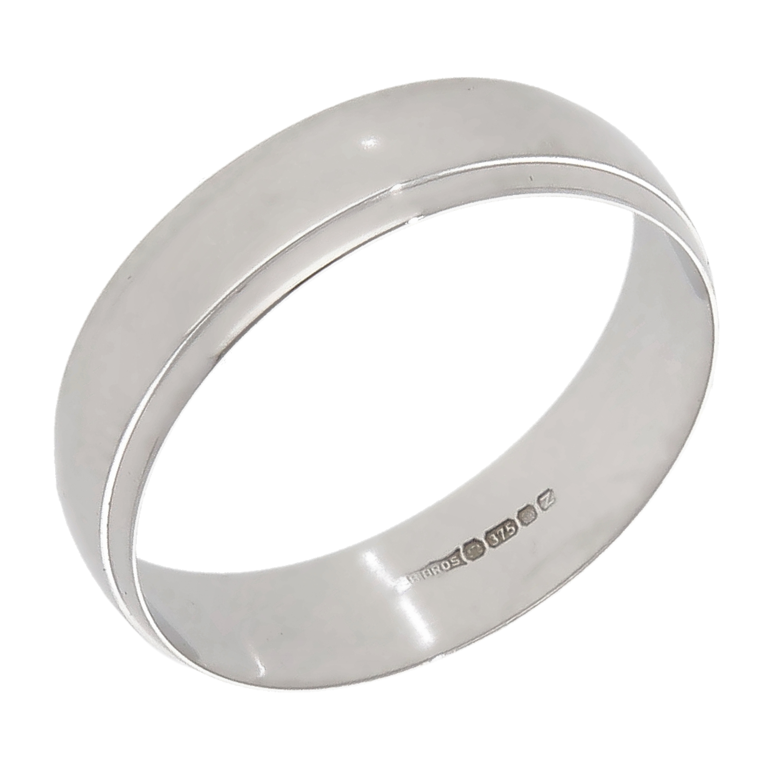 Pre-Owned 9ct White Gold Edged 5mm Wedding Band Ring