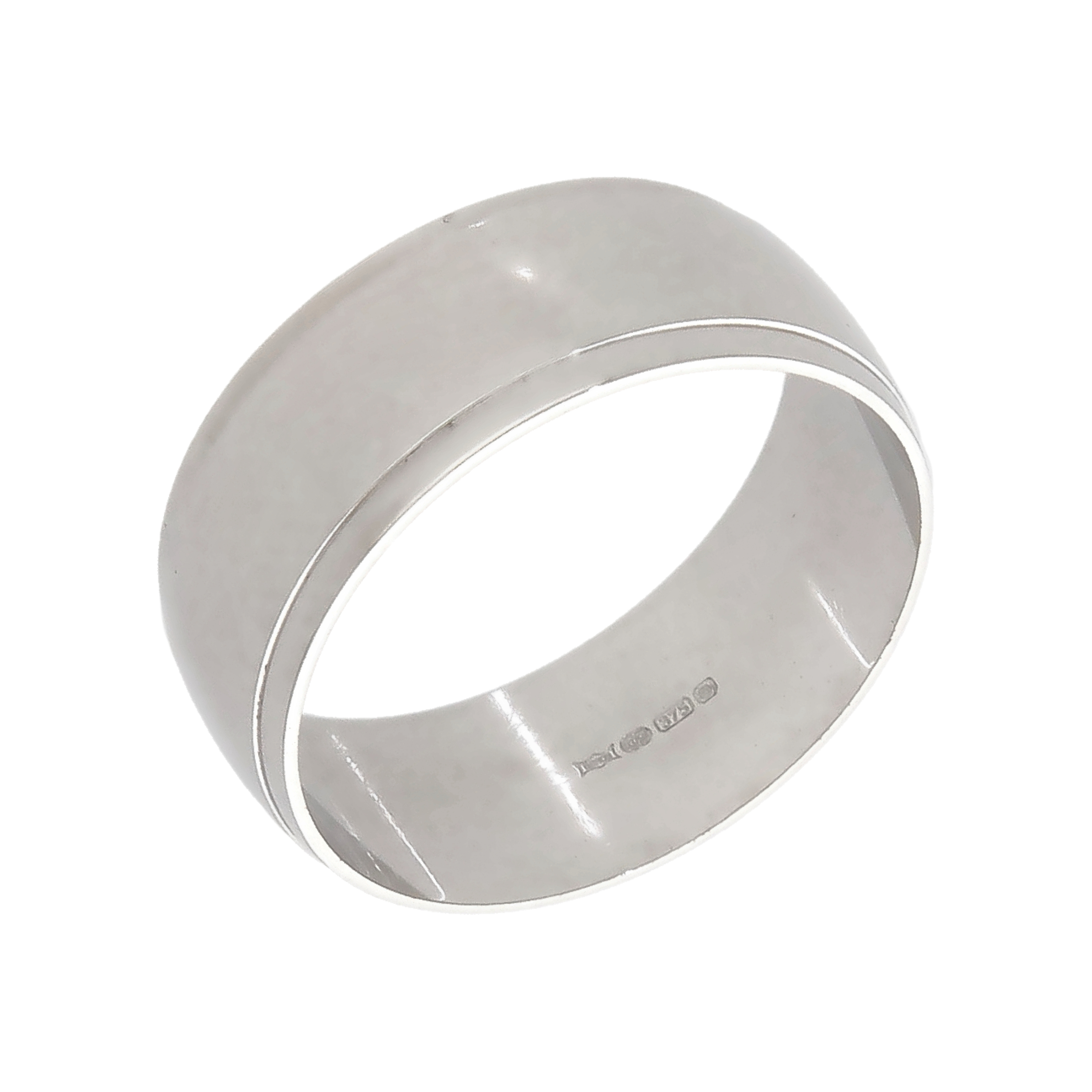 Pre-Owned 9ct White Gold Edged 8mm Wedding Band Ring