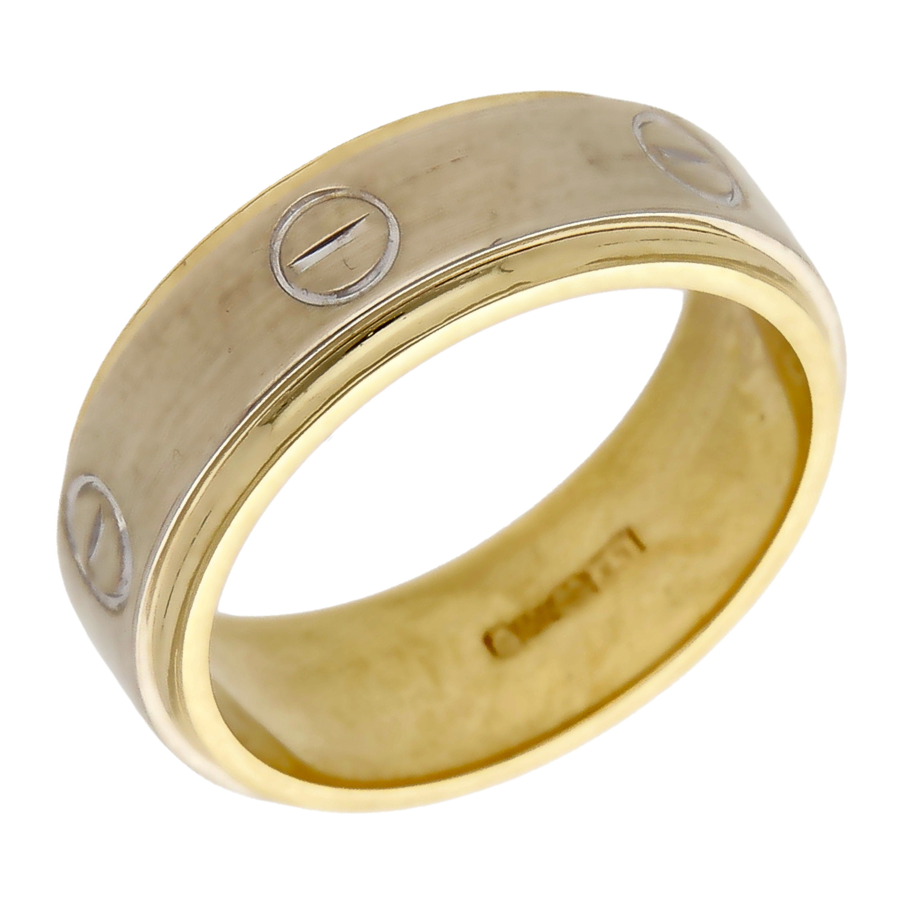 Pre-Owned 18ct Yellow & White Gold Screw Design 8mm Band Ring
