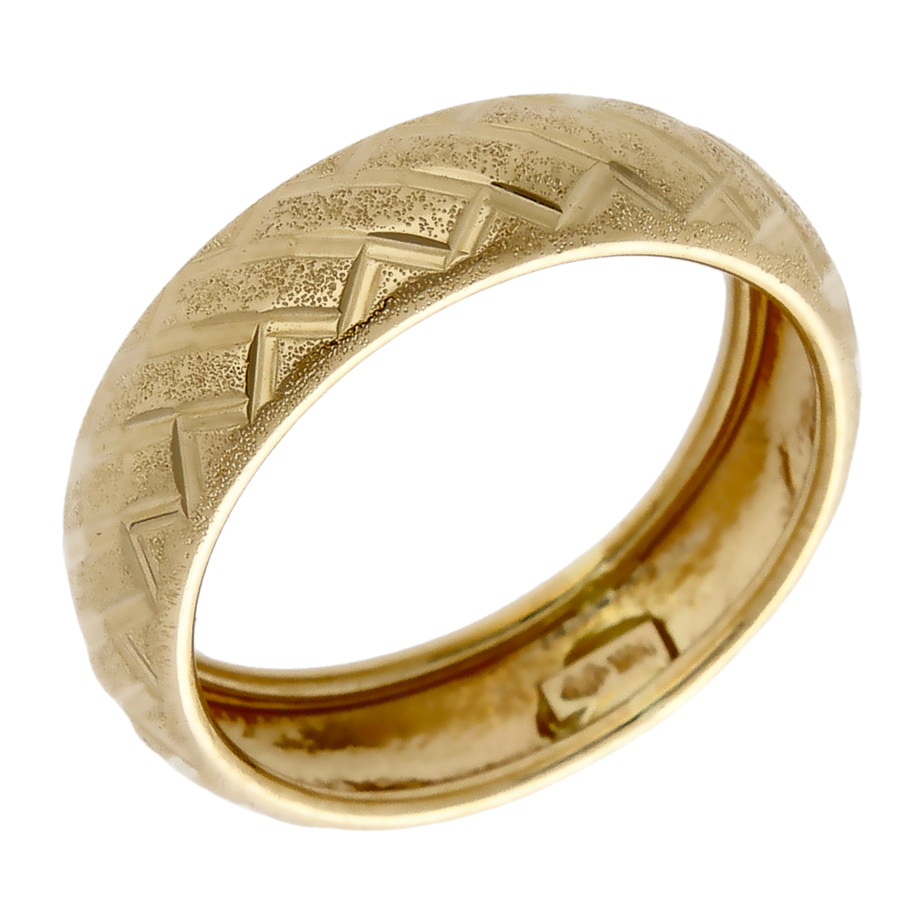 Pre-Owned 14ct Yellow Gold Patterned Hollow 6mm Band Ring