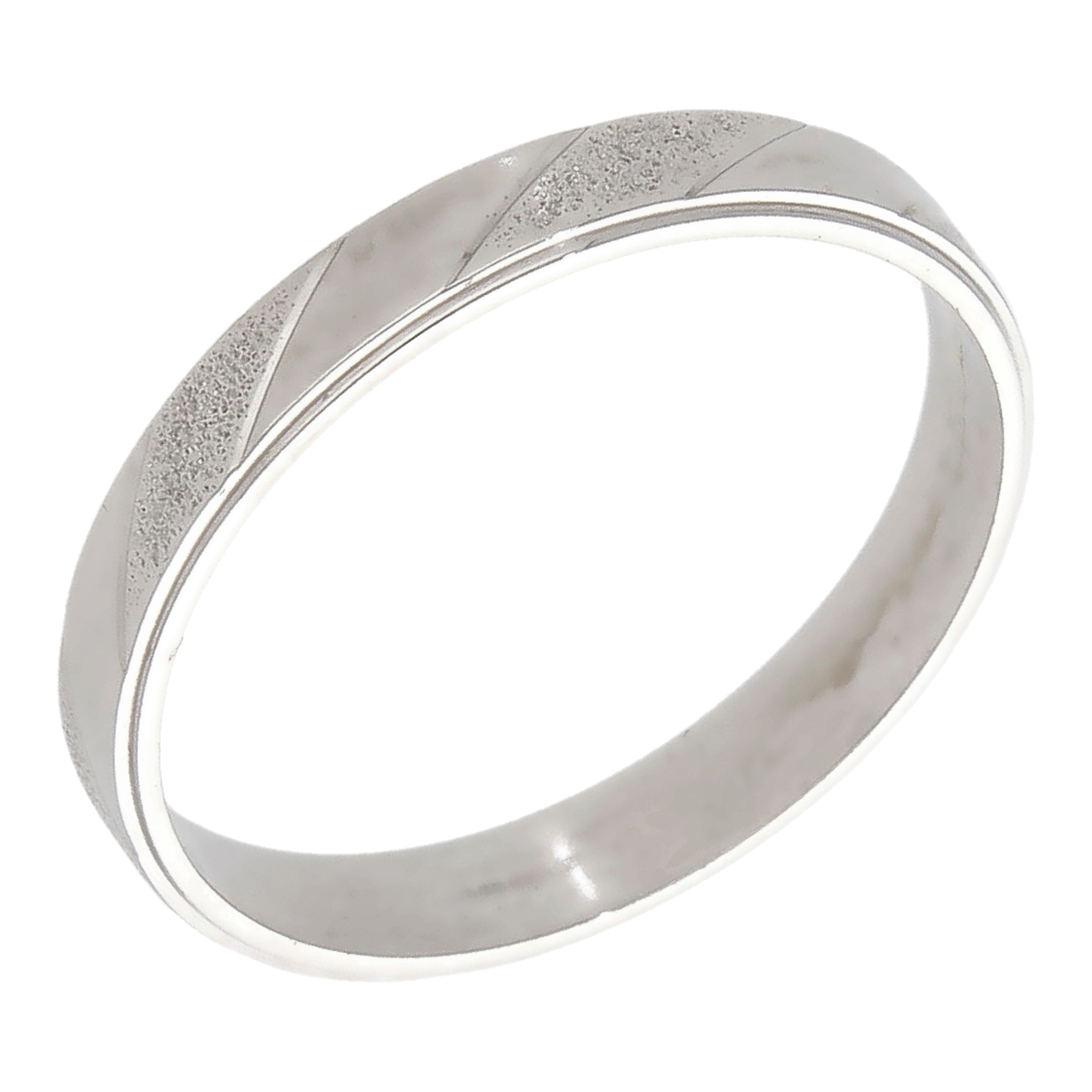 Pre-Owned 9ct White Gold 3mm Patterned Wedding Band Ring