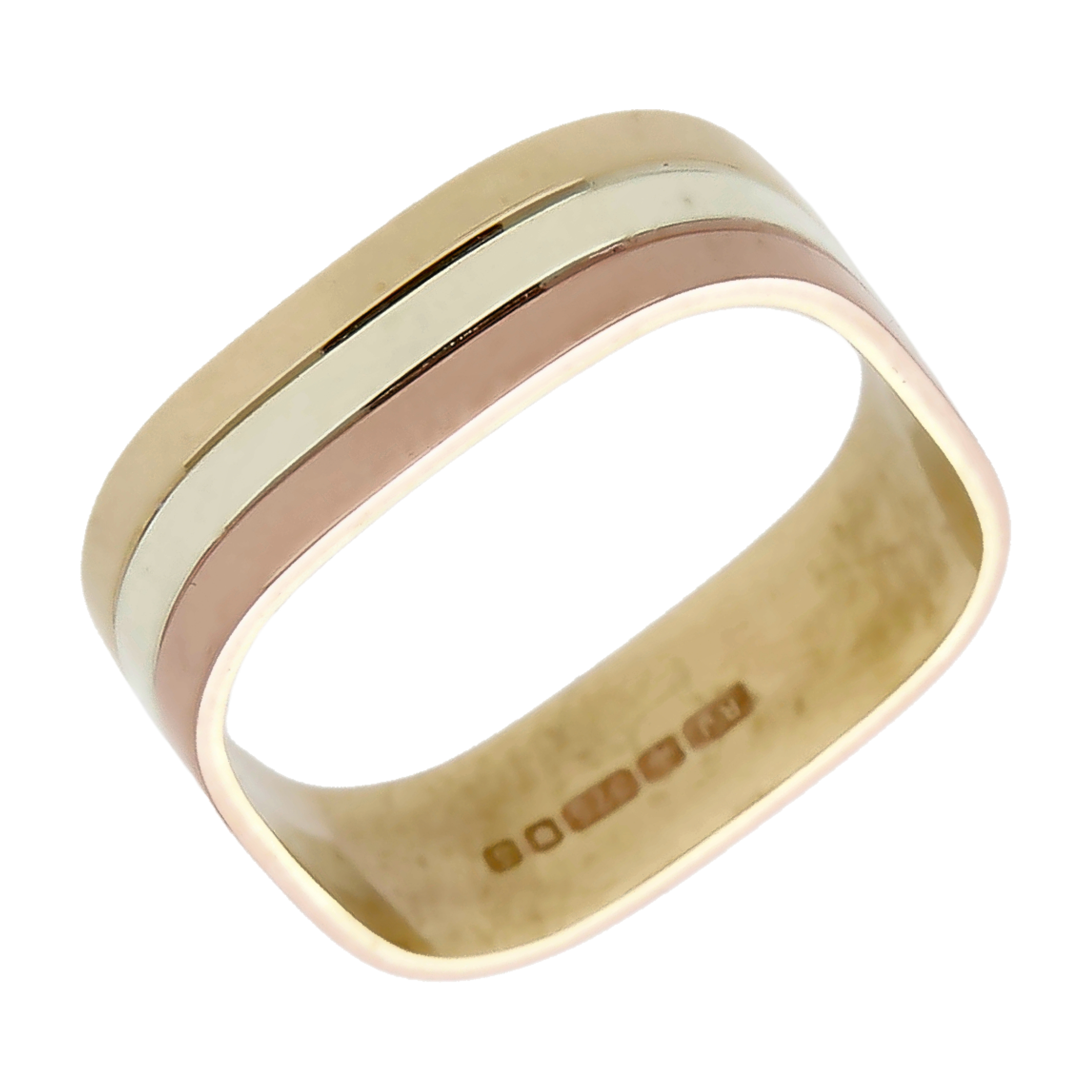 Pre-Owned 9ct Yellow Rose & White Gold Square Band Ring
