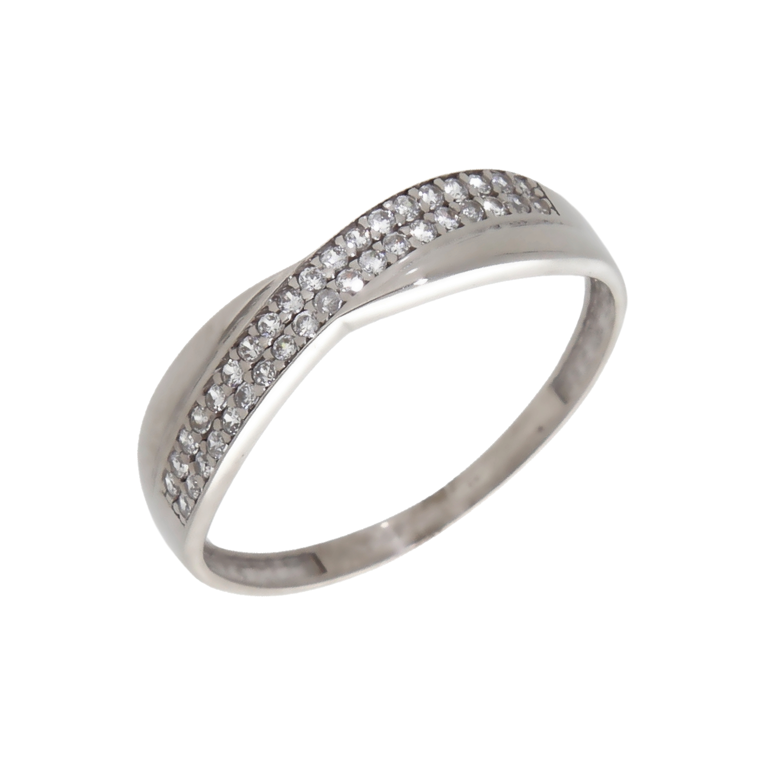 Pre-Owned 9ct White Gold Cubic Zirconia Crossover Wave Ring
