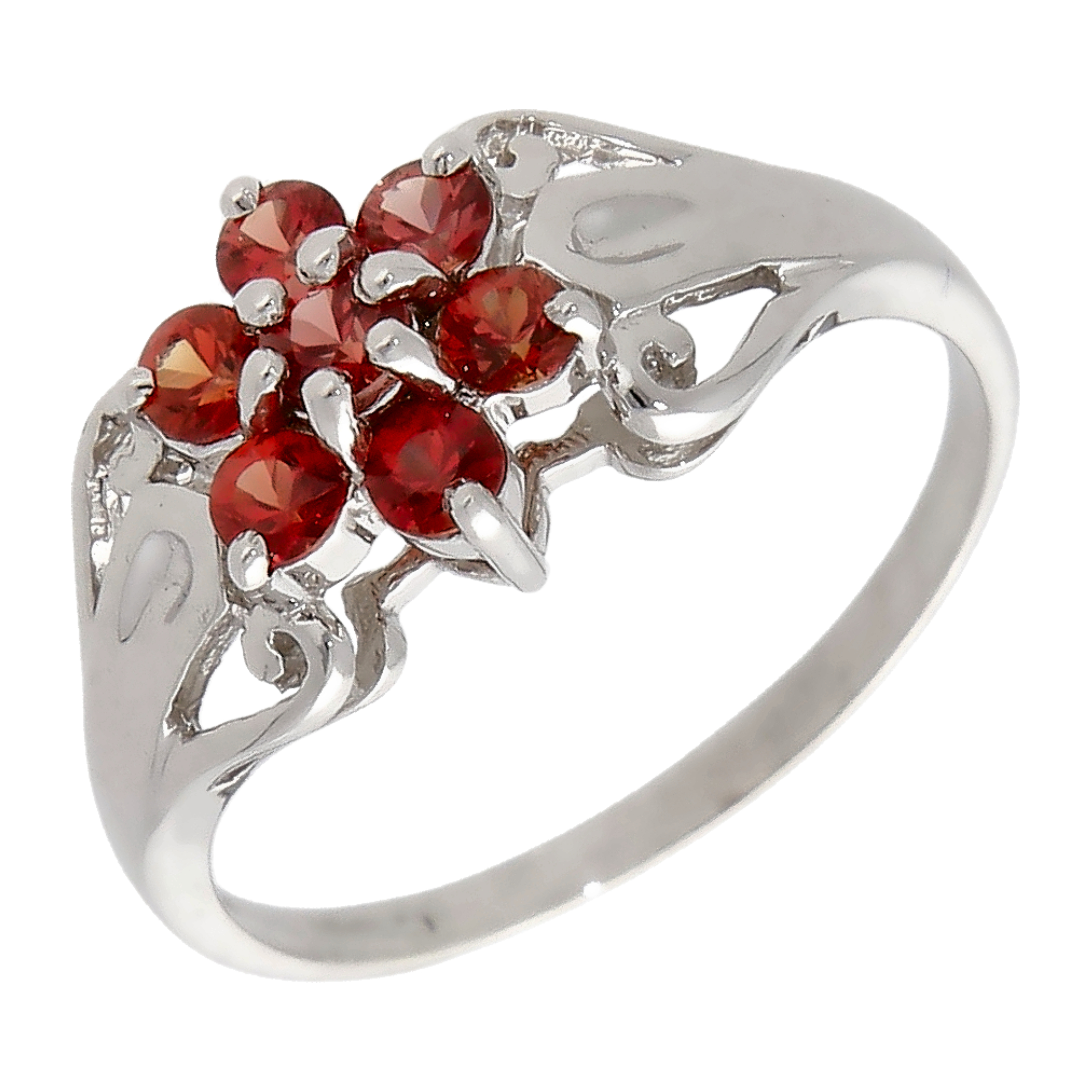 Pre-Owned 9ct White Gold Orange Topaz Cluster Ring
