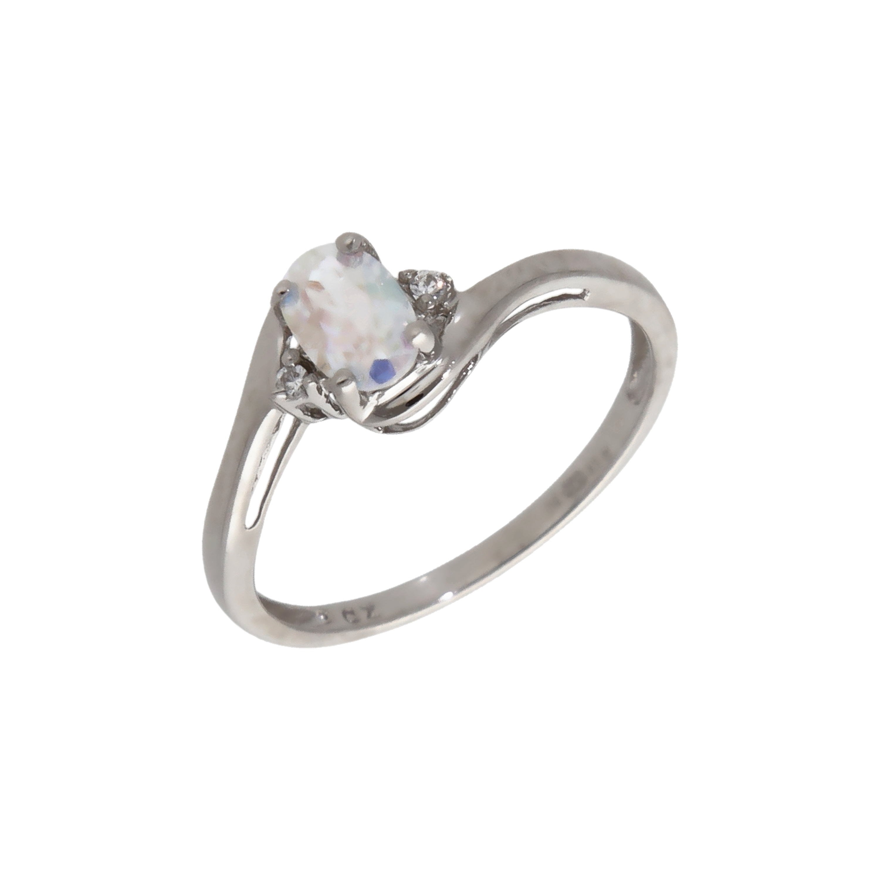 Pre-Owned 9ct White Gold Mystic Topaz Twist Ring