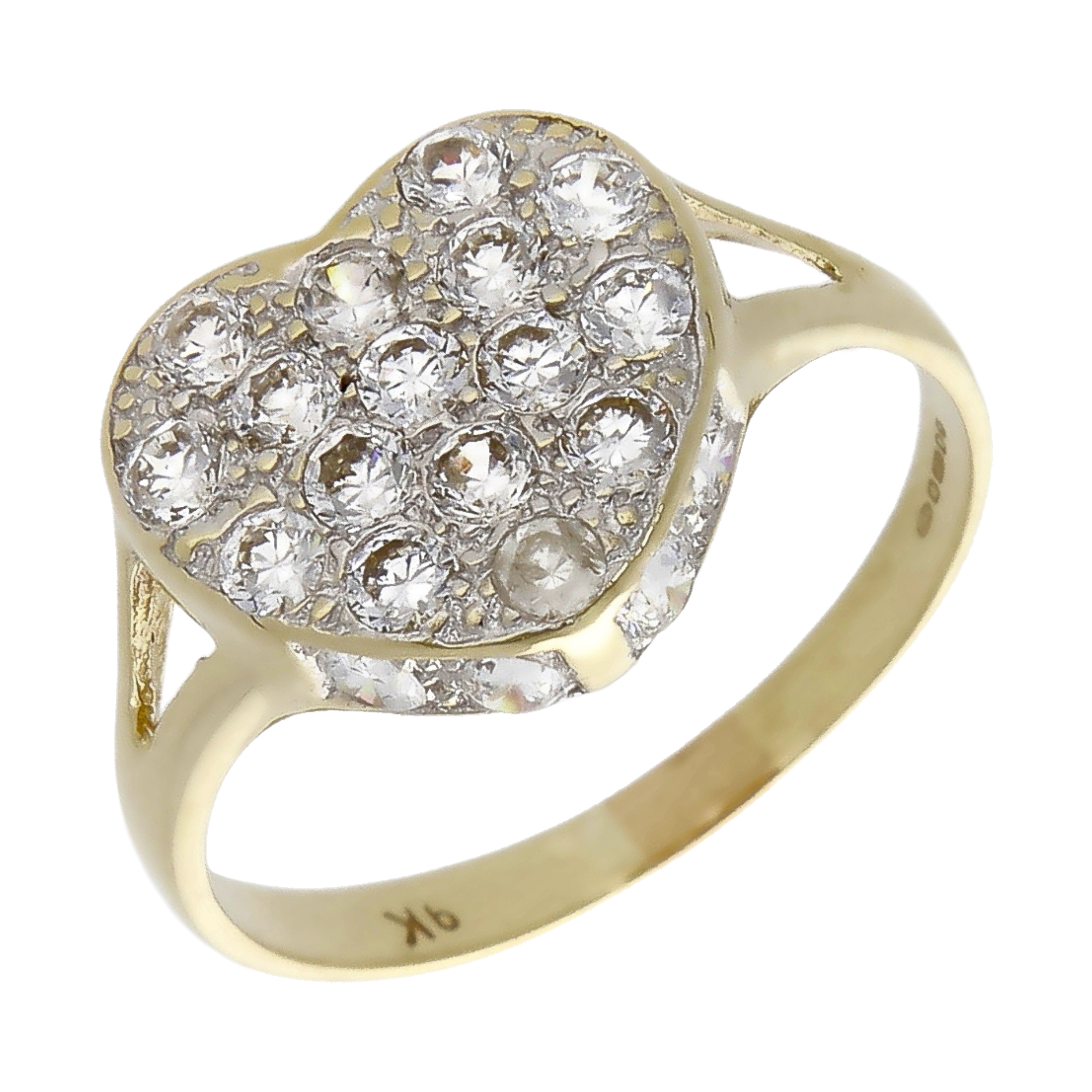 Pre-Owned 9ct Yellow Gold Cubic Zirconia Heart Cluster Ring