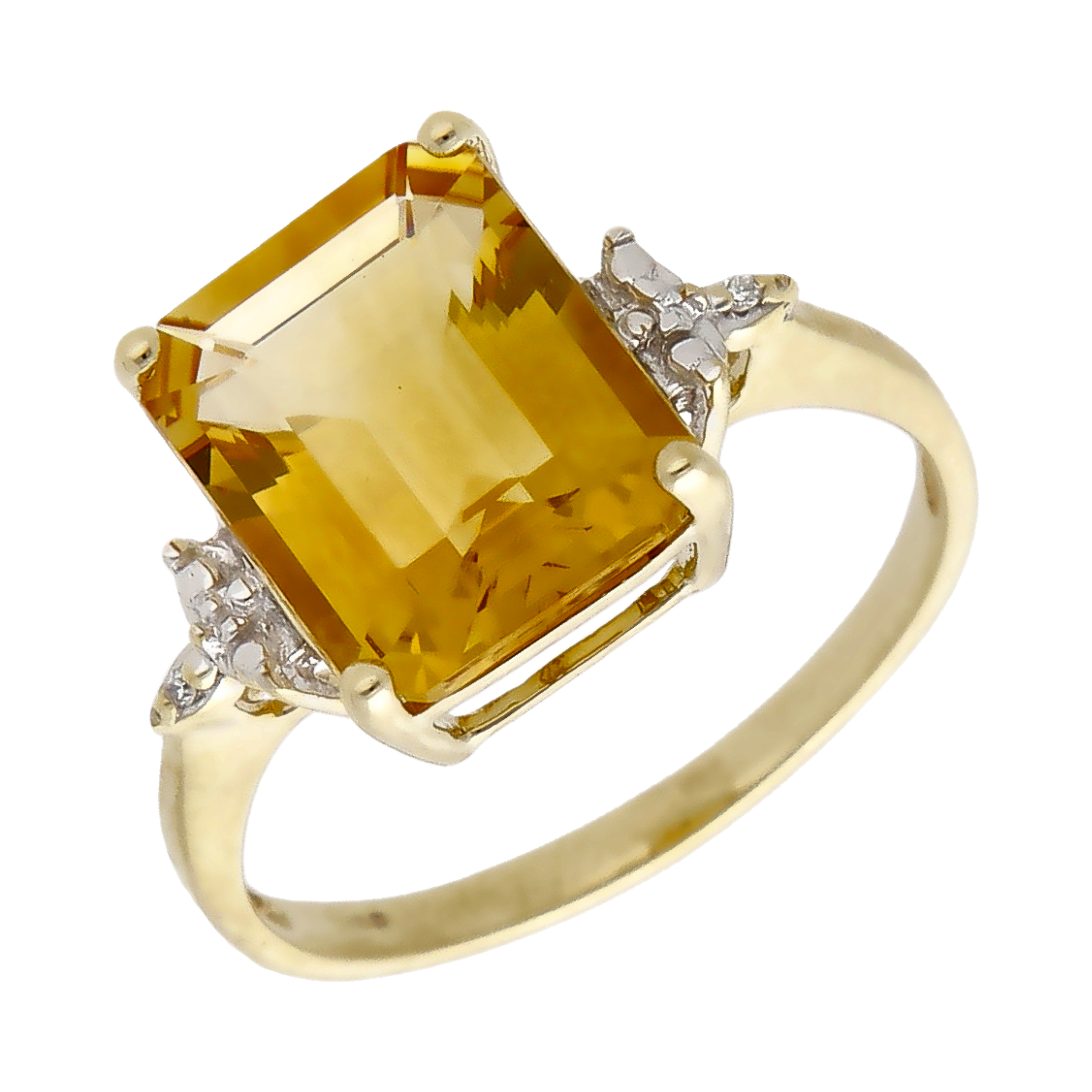 Pre-Owned 9ct Yellow Gold Citrine & Diamond Dress Ring