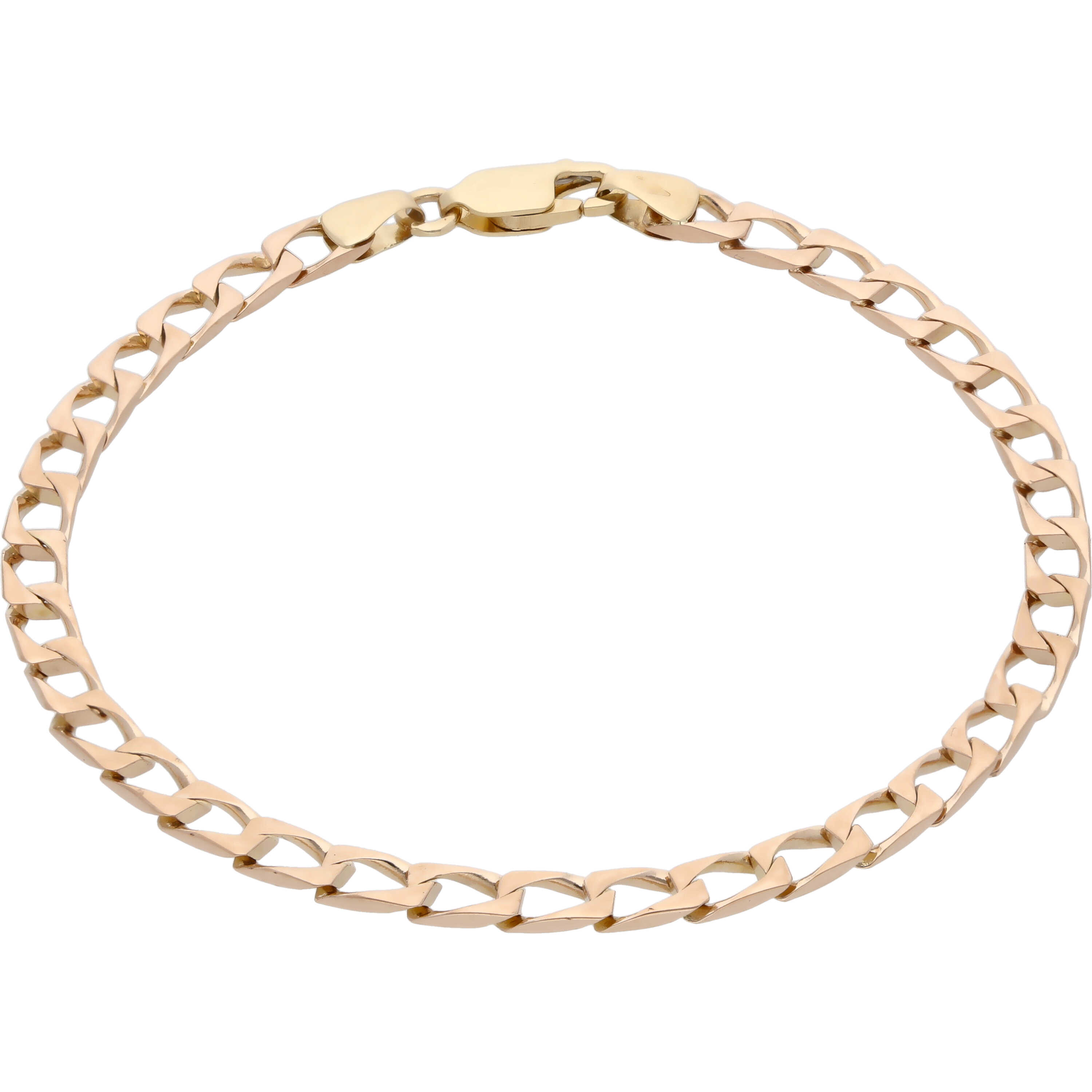9ct Yellow Gold 7.5 Inch Square Curb Bracelet