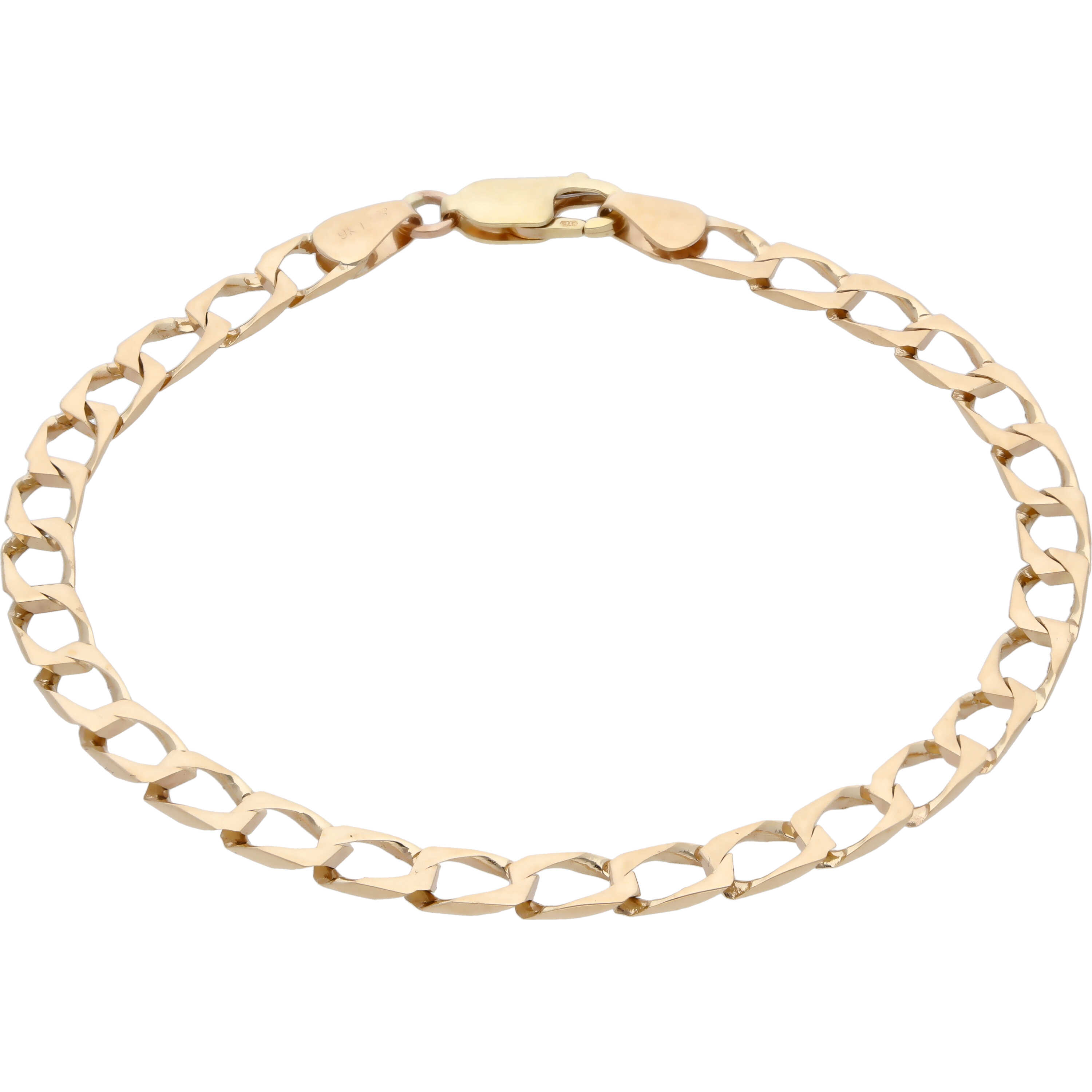 9ct Yellow Gold 8.5 Inch Square Curb Bracelet
