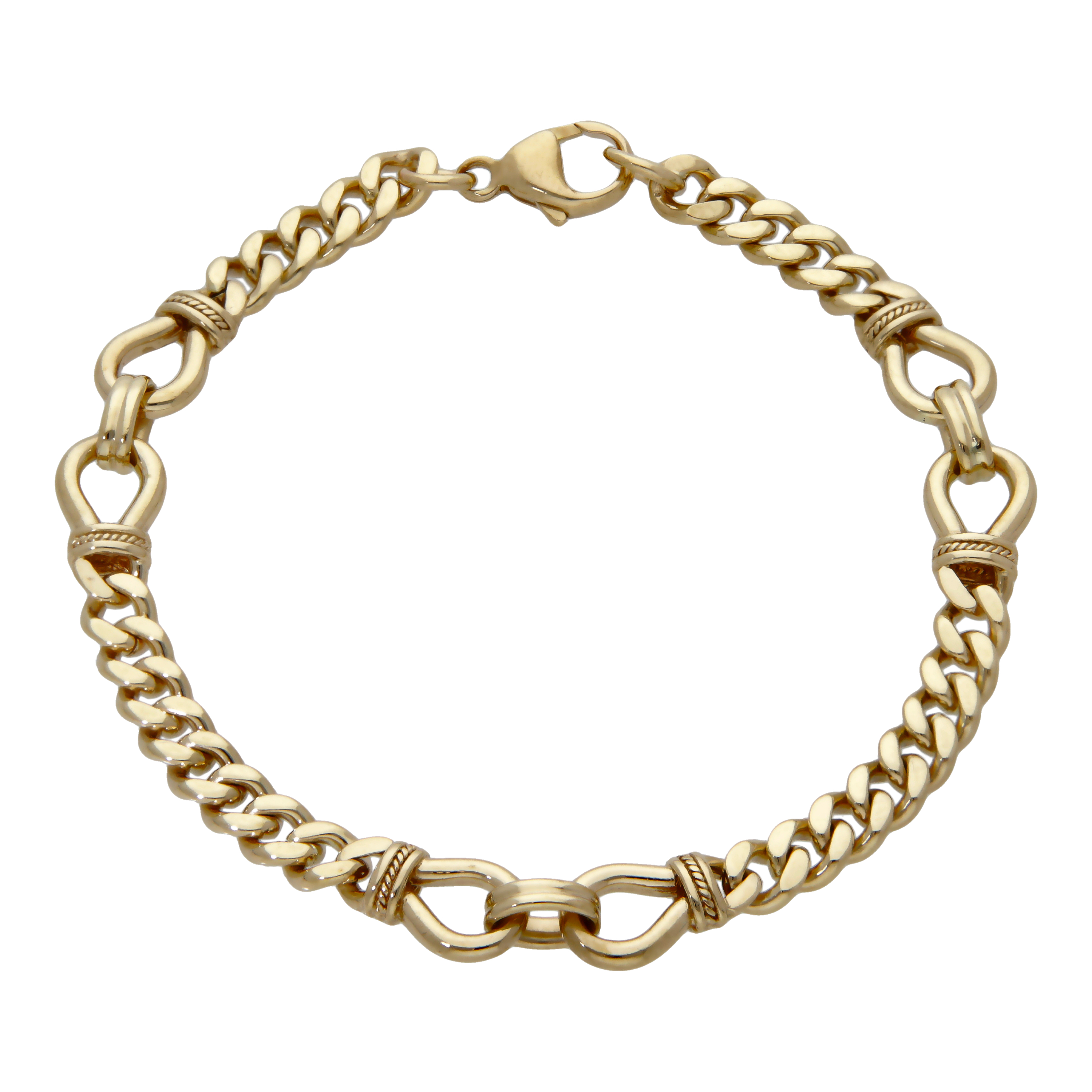9ct Yellow Gold 7.75 Fancy Curb Link Bracelet