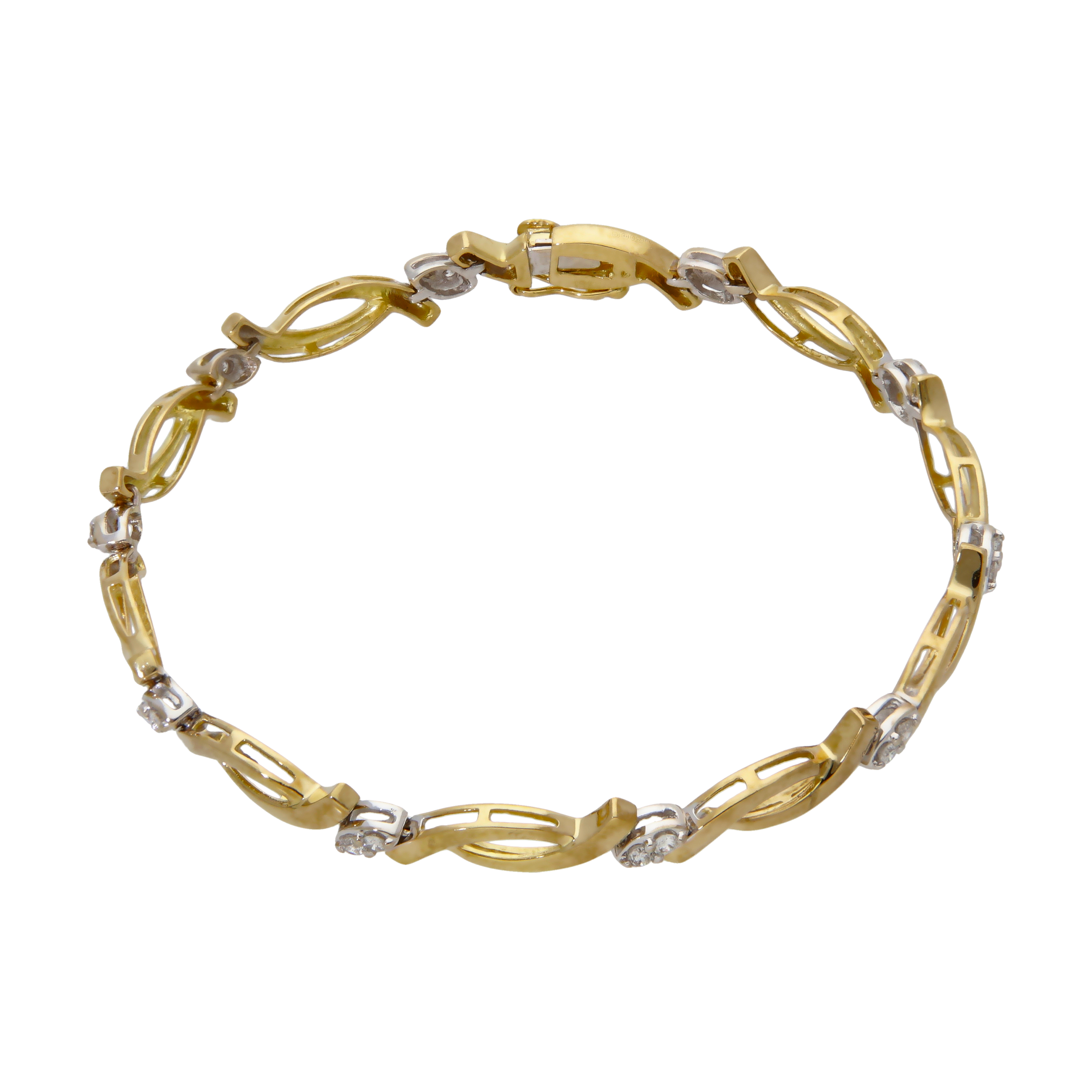 Pre-Owned 18ct Yellow Gold 0.40ct Diamond Set Wave Bracelet