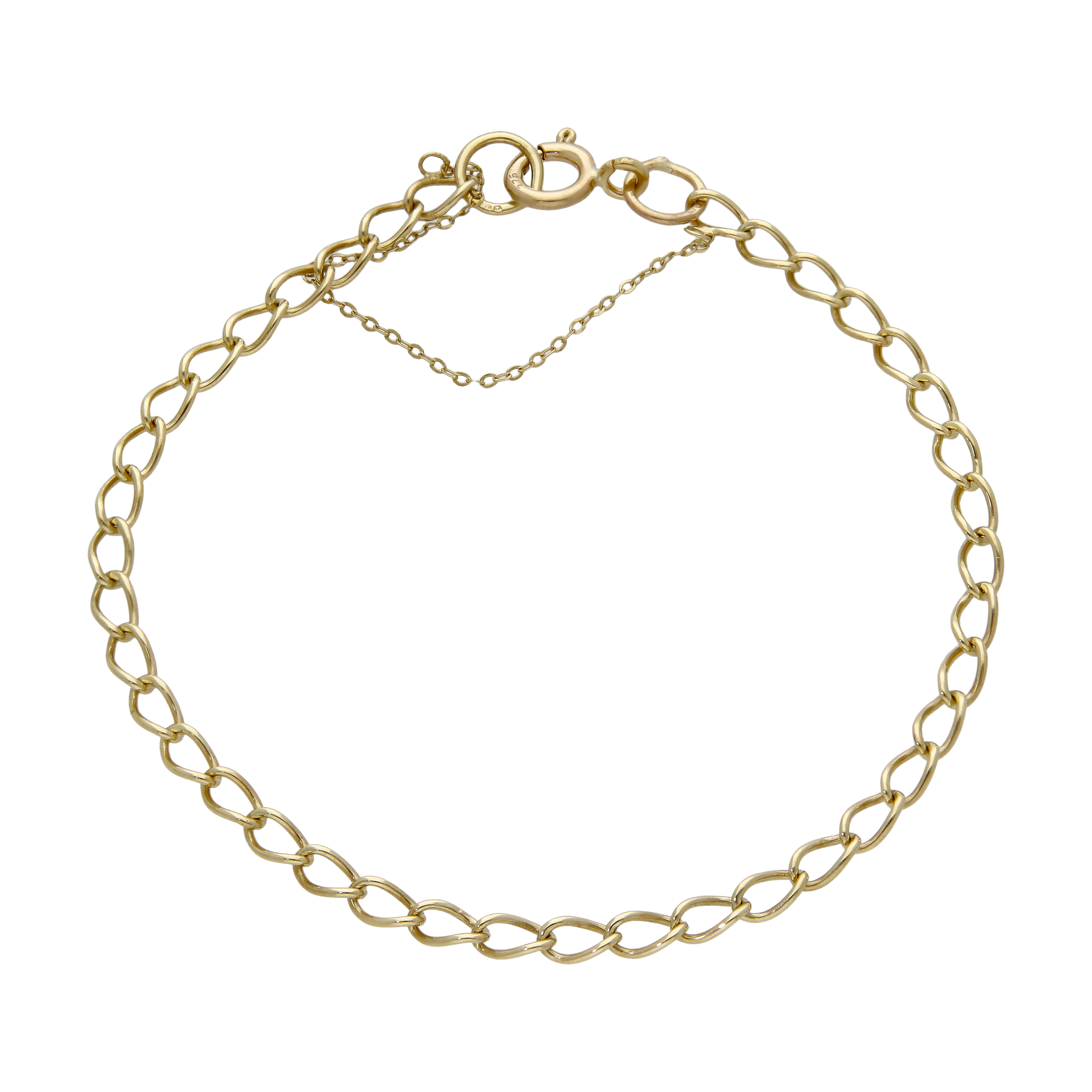 Pre-Owned 9ct Yellow Gold Curb Bracelet & Safety Chain