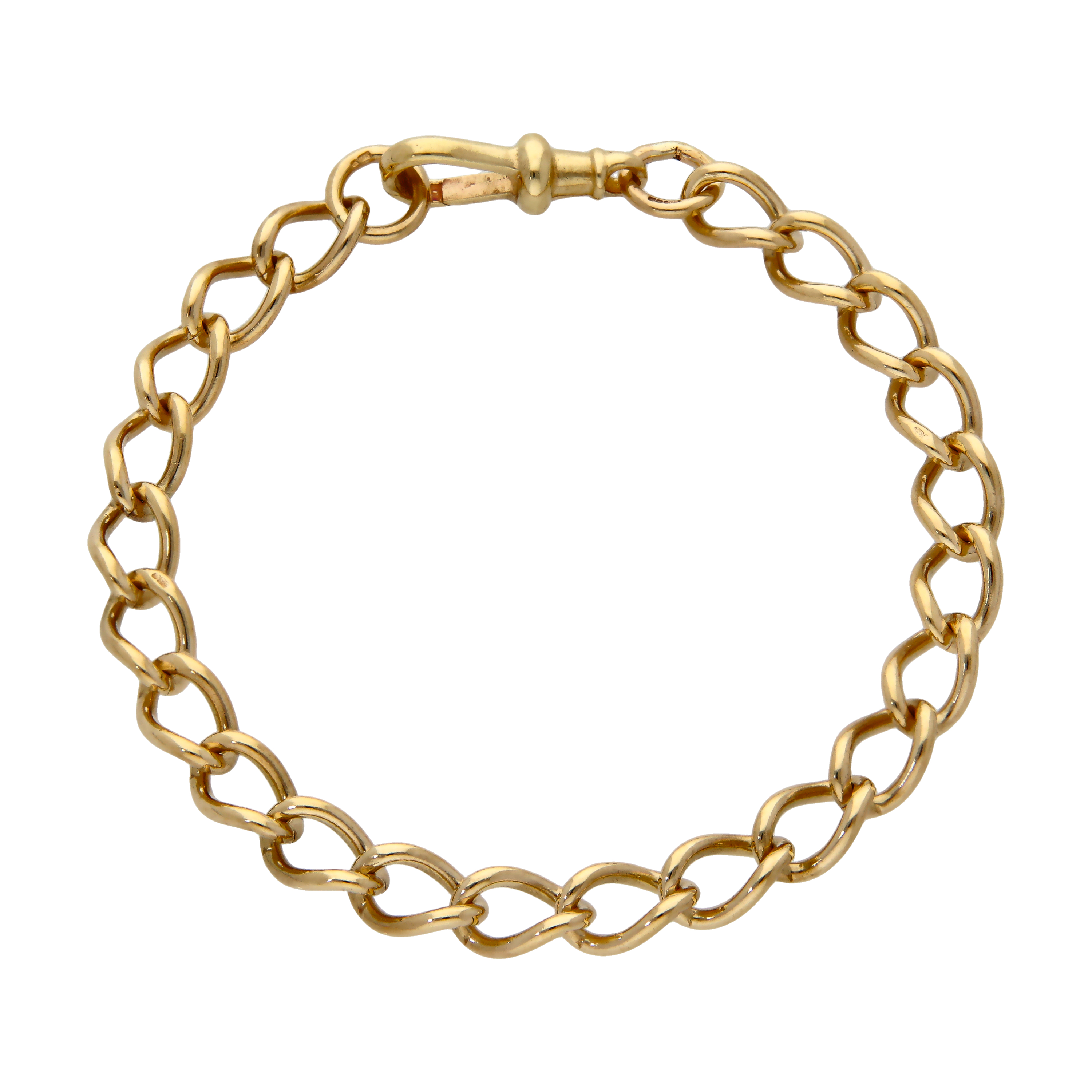 9ct Yellow Gold 7.5 Albert Style Curb Link Bracelet