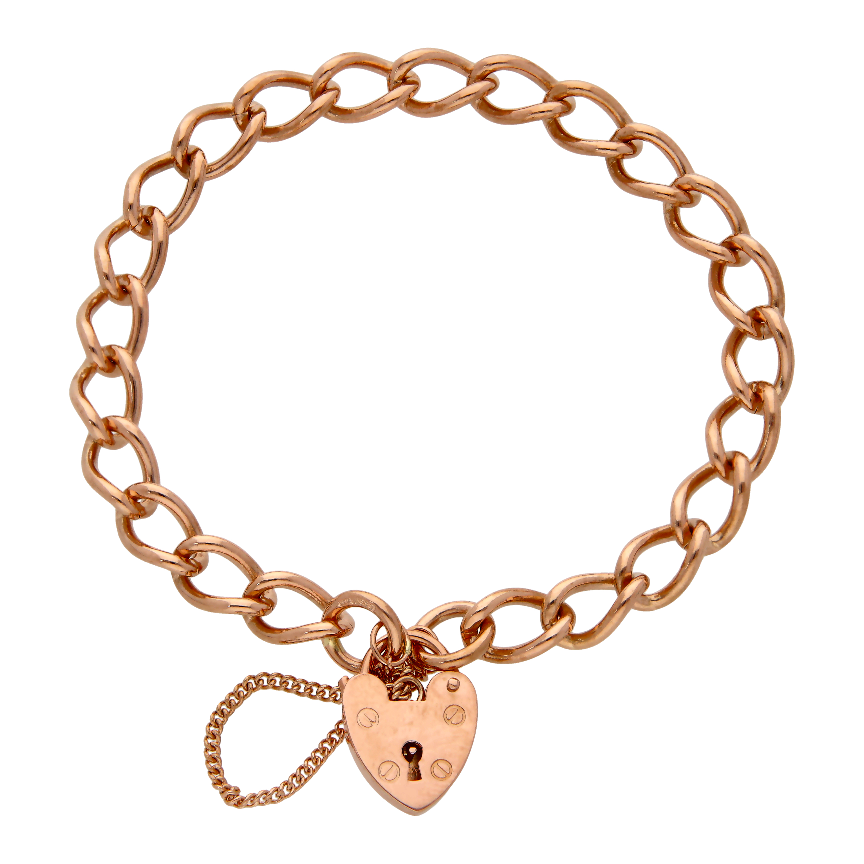 Pre-Owned 9ct Rose Gold Curb Link Charm Style Starter Bracelet