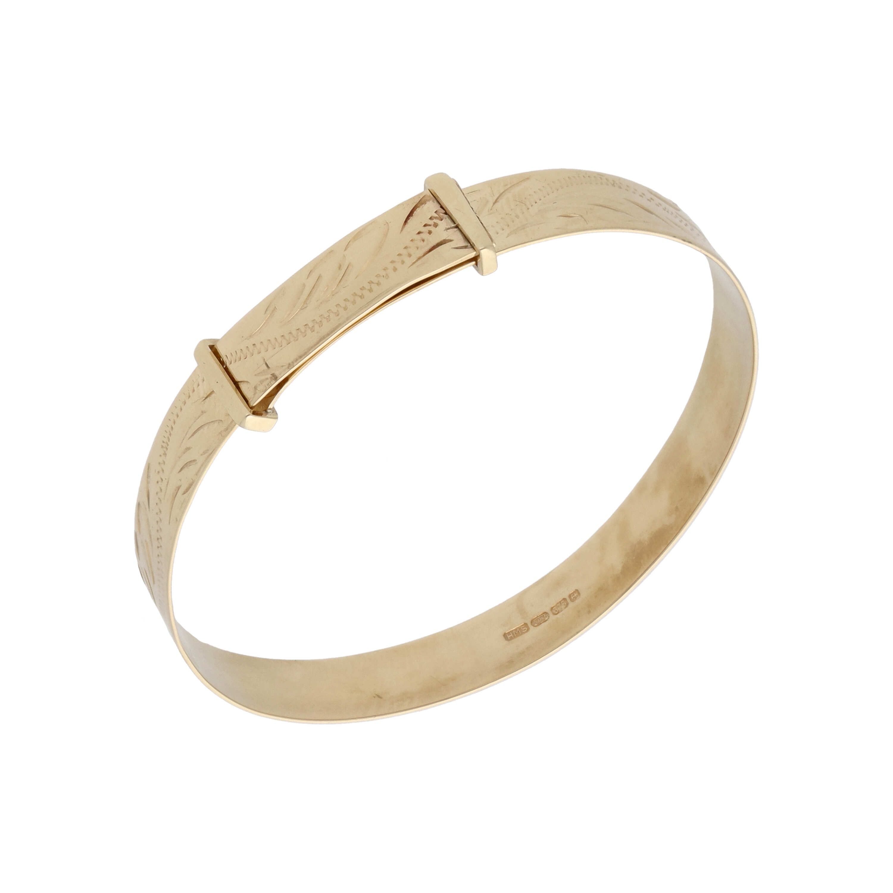 9ct Yellow Gold Patterned Expanding Childs Bangle