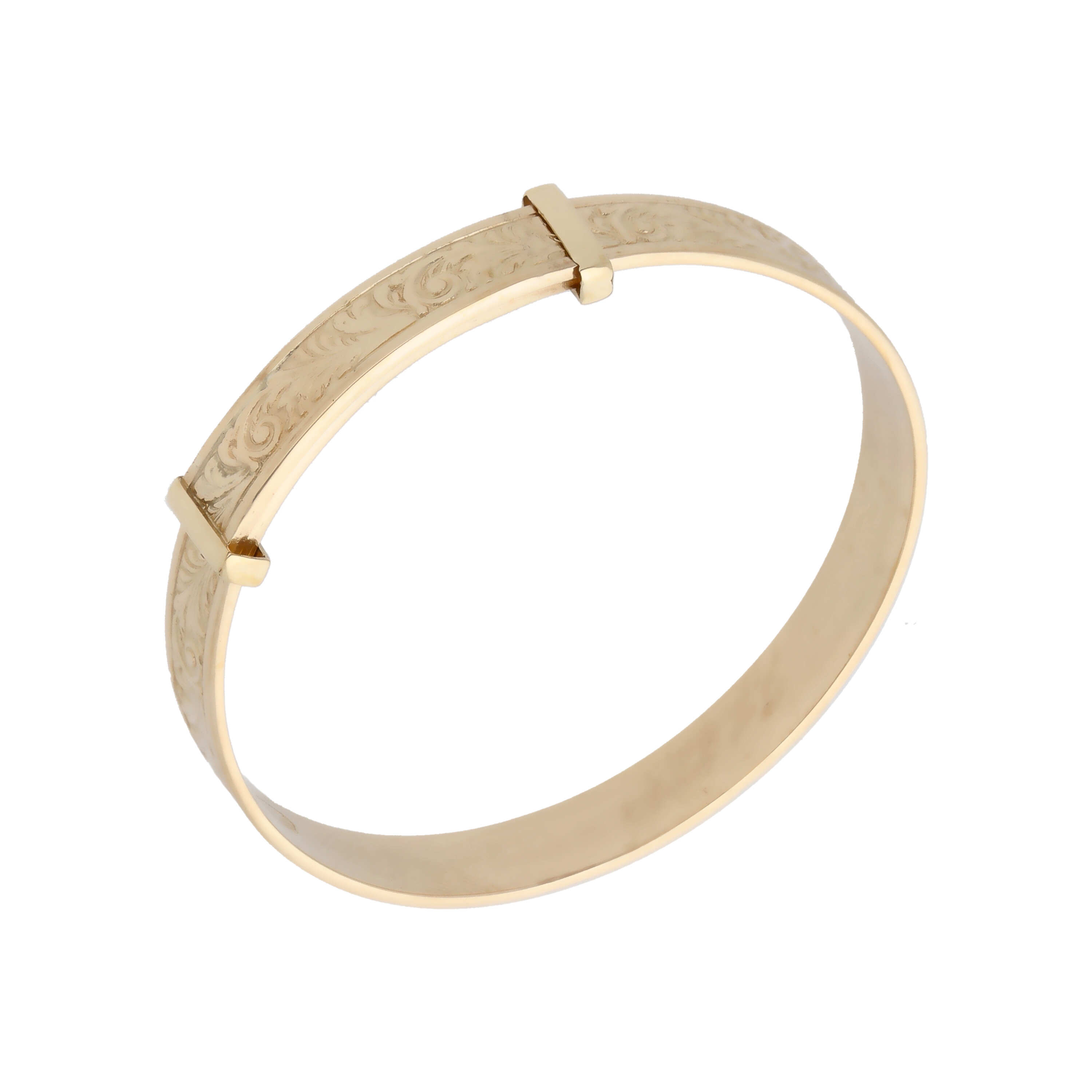9ct Gold Heavy Patterned Expanding Childs Bangle