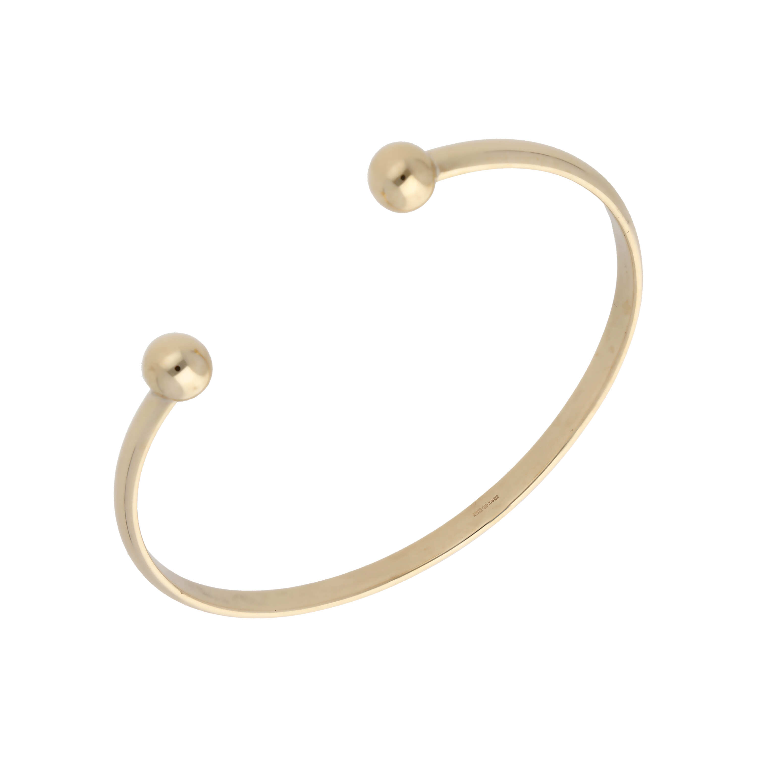 9ct Yellow Gold Solid Ball Torque Bangle