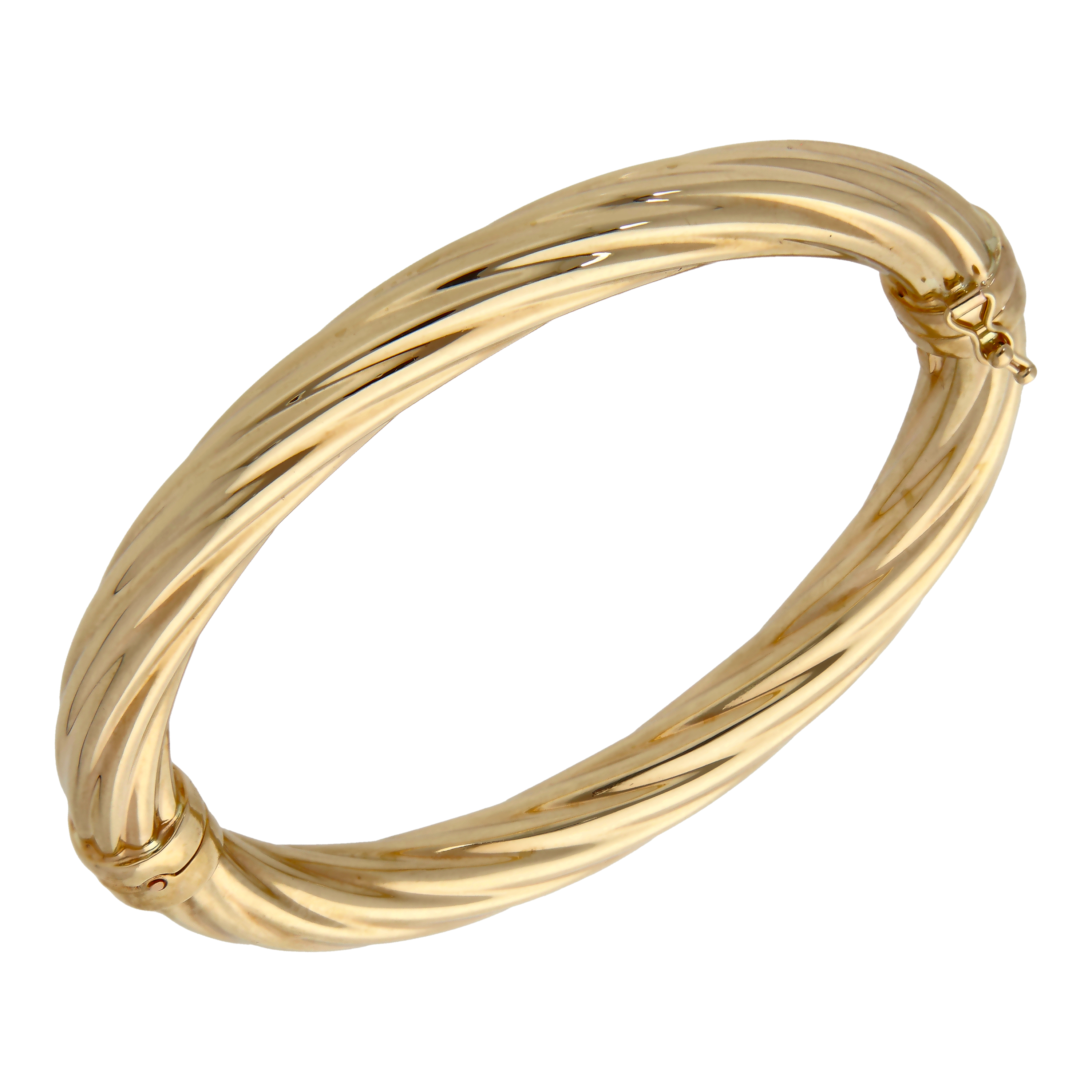 Pre-Owned 9ct Gold Chunky Hollow Centre Hinged Twist Bangle