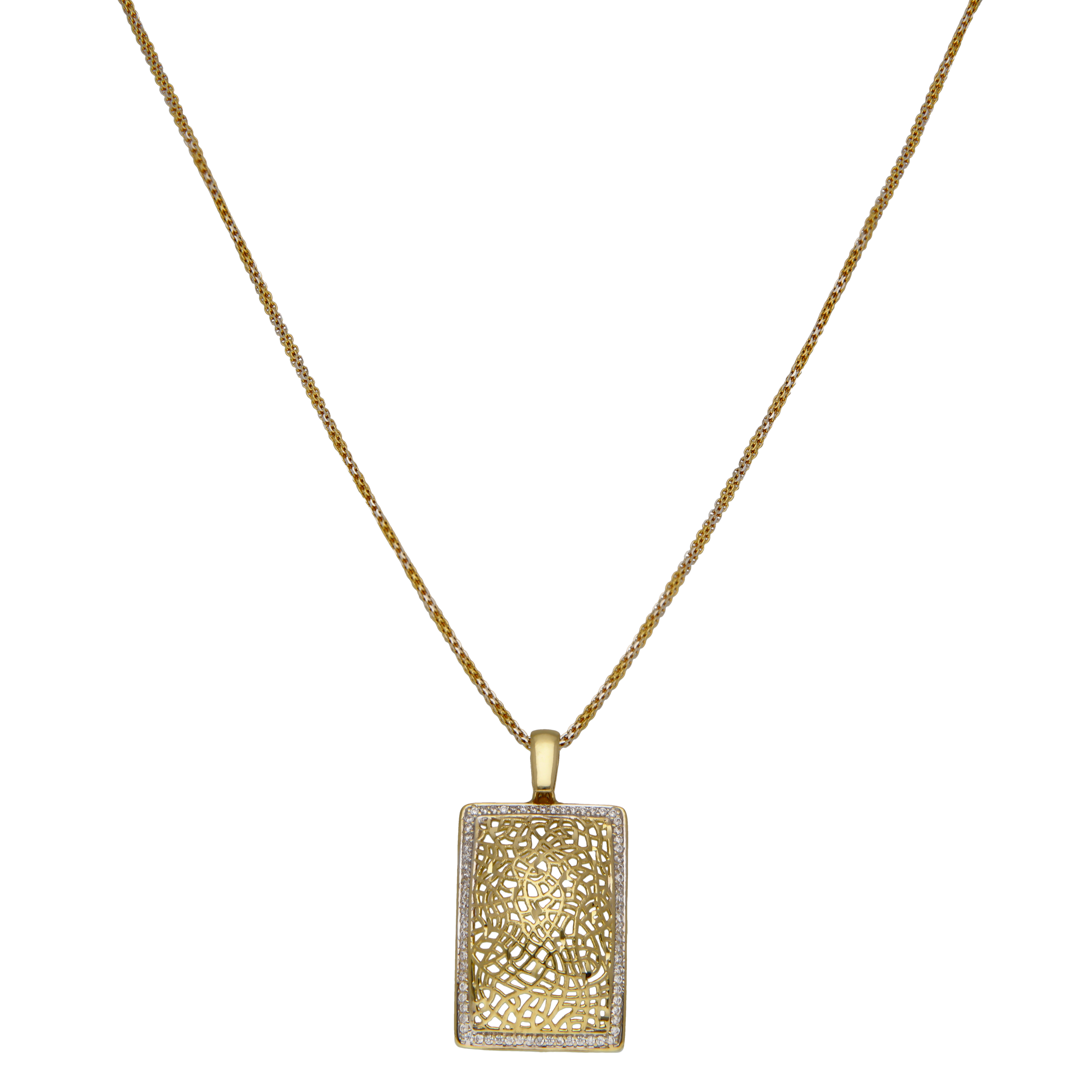Pre-Owned 18ct Gold Cubic Zirconia Pendant & Chain Necklace
