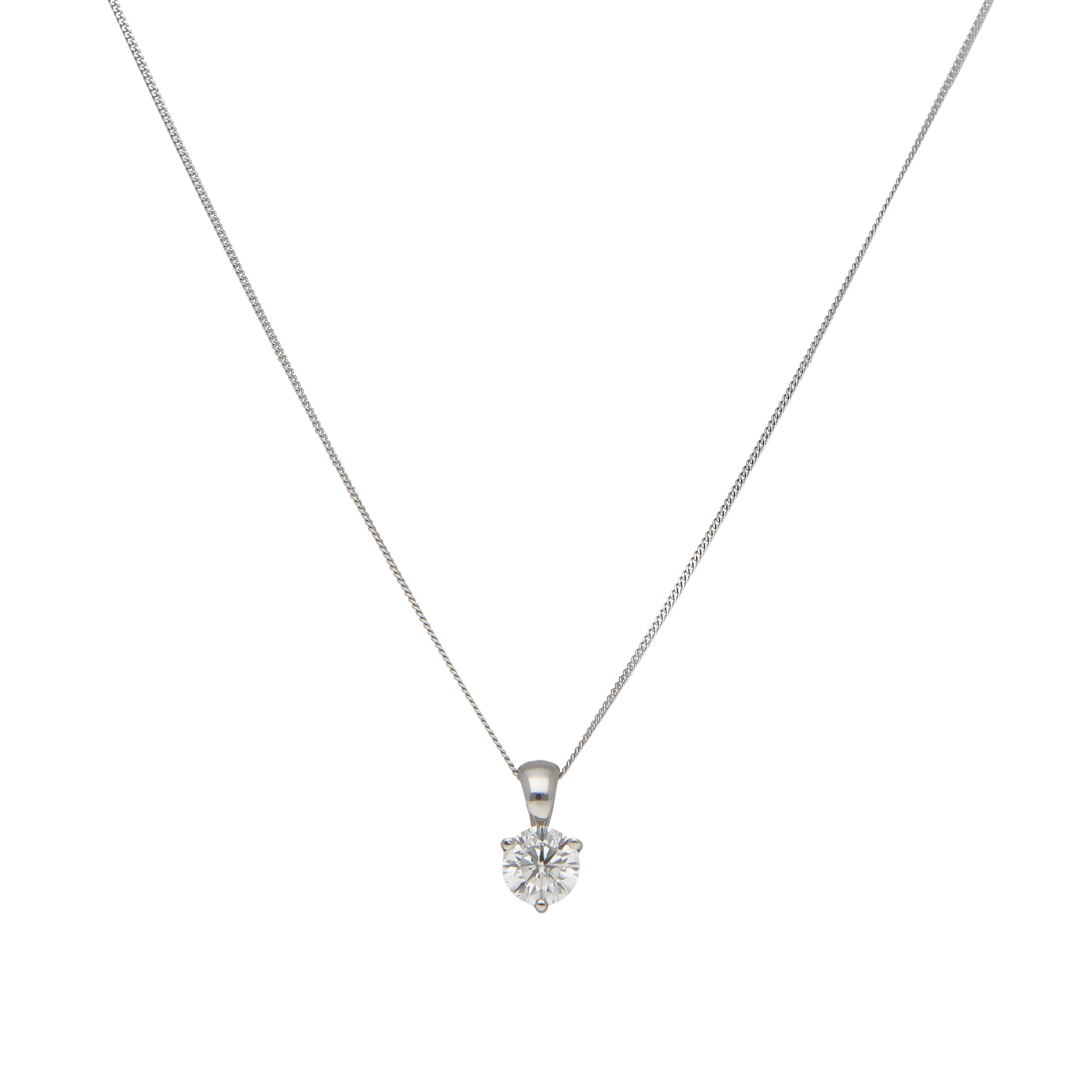 Pre-Owned 18ct Gold 0.37ct Diamond Pendant & Chain Necklace