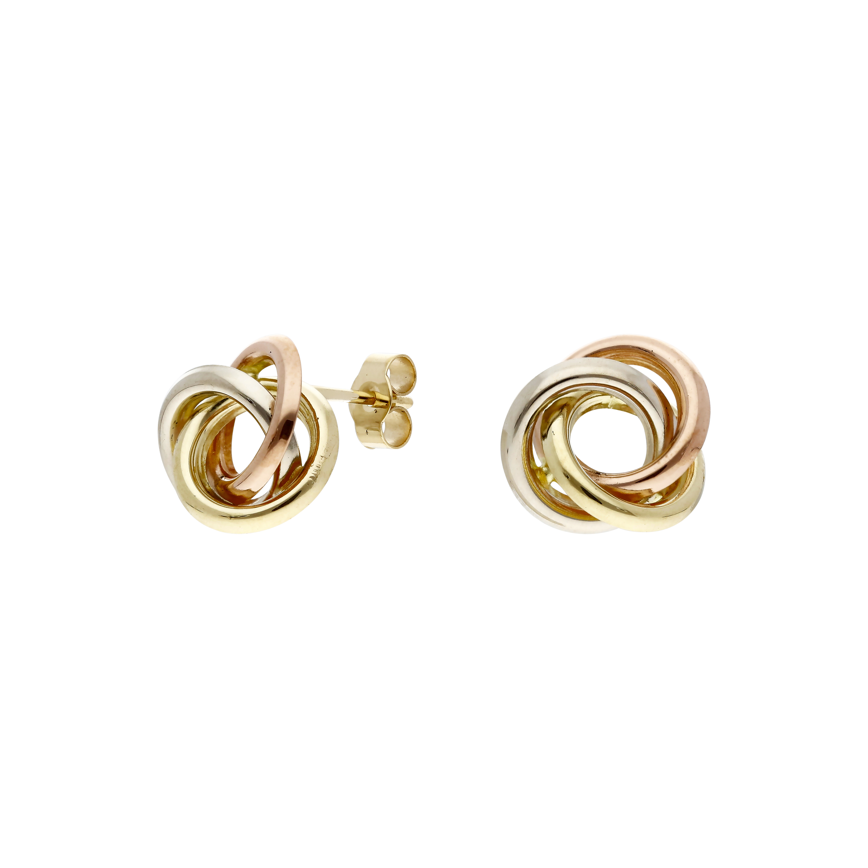Pre-Owned 9ct Yellow Rose & White Gold Knot Stud Earrings