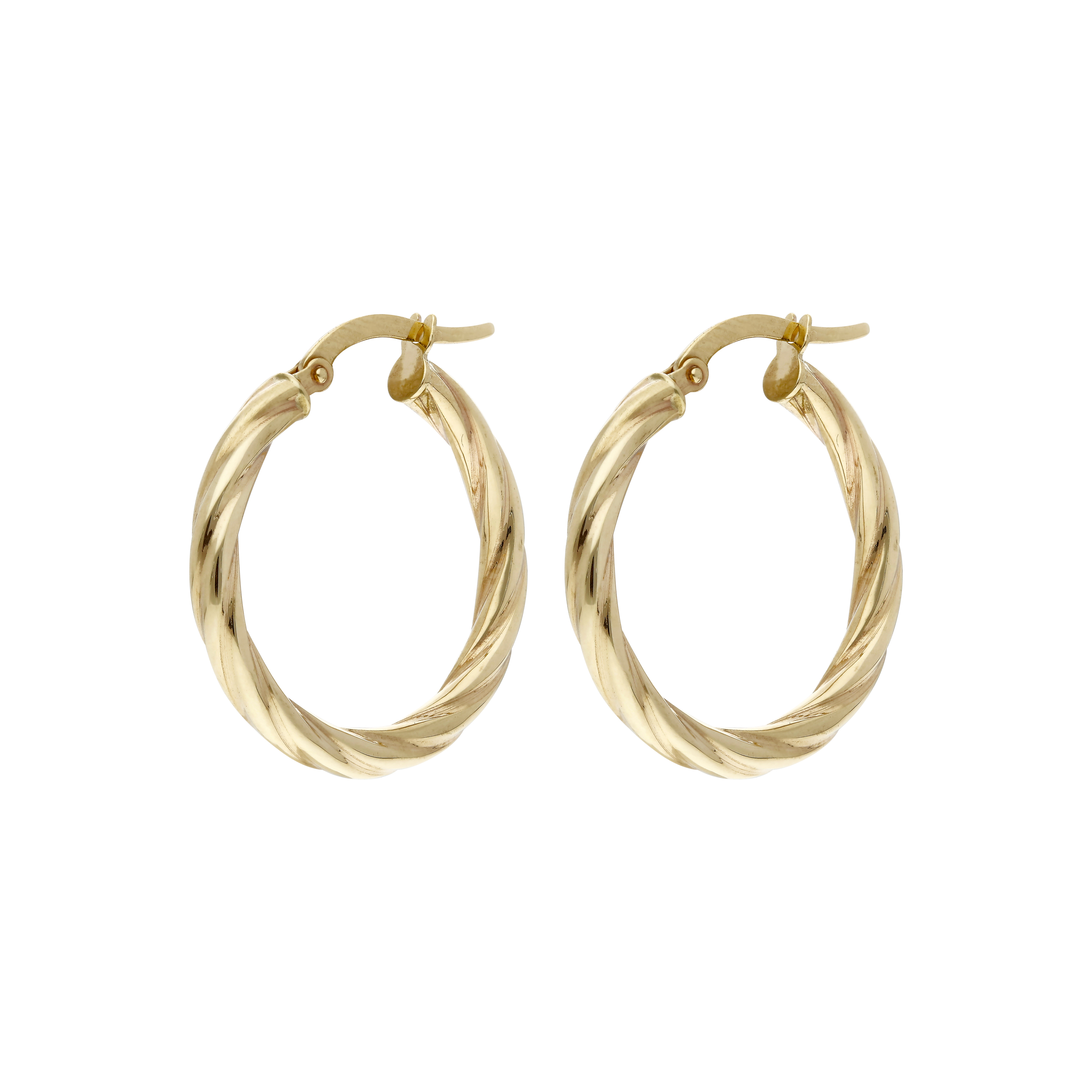 Pre-Owned 9ct Yellow Gold Twist Hoop Creole Earrings