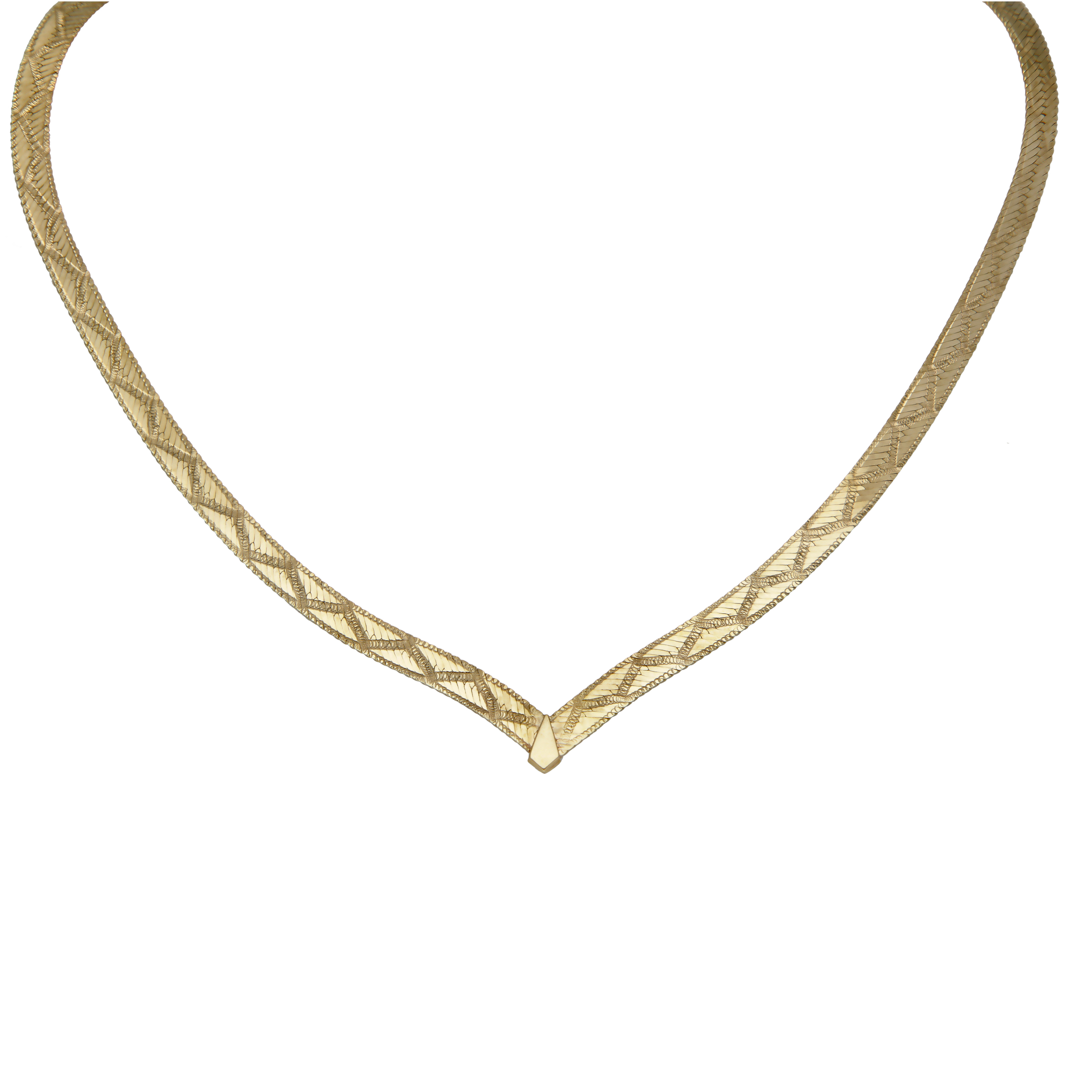 Pre-Owned 9ct Yellow Gold 16" Herringbone Wishbone Necklet