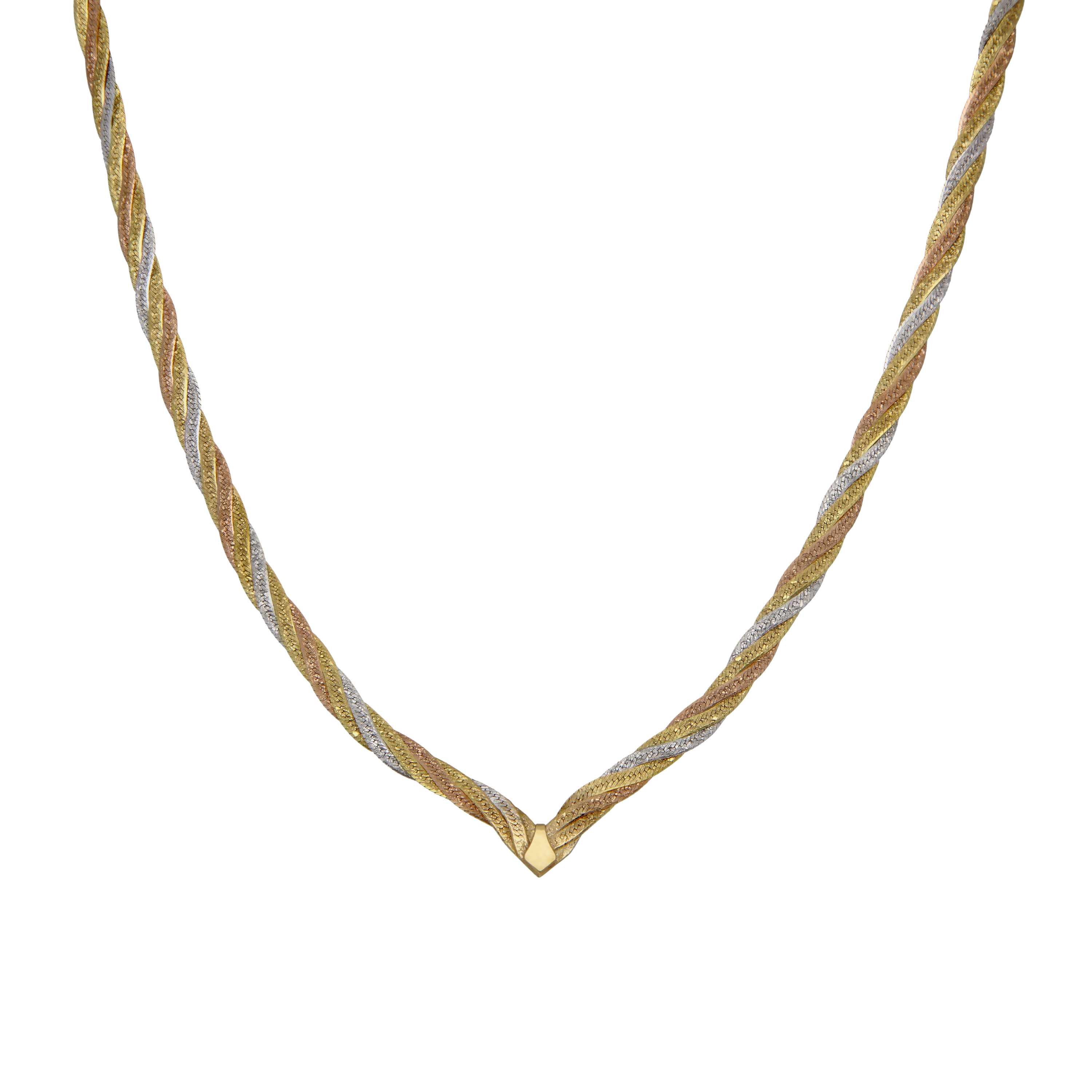 Pre-Owned 9ct Yellow Rose & White Gold 16" Wishbone Necklet