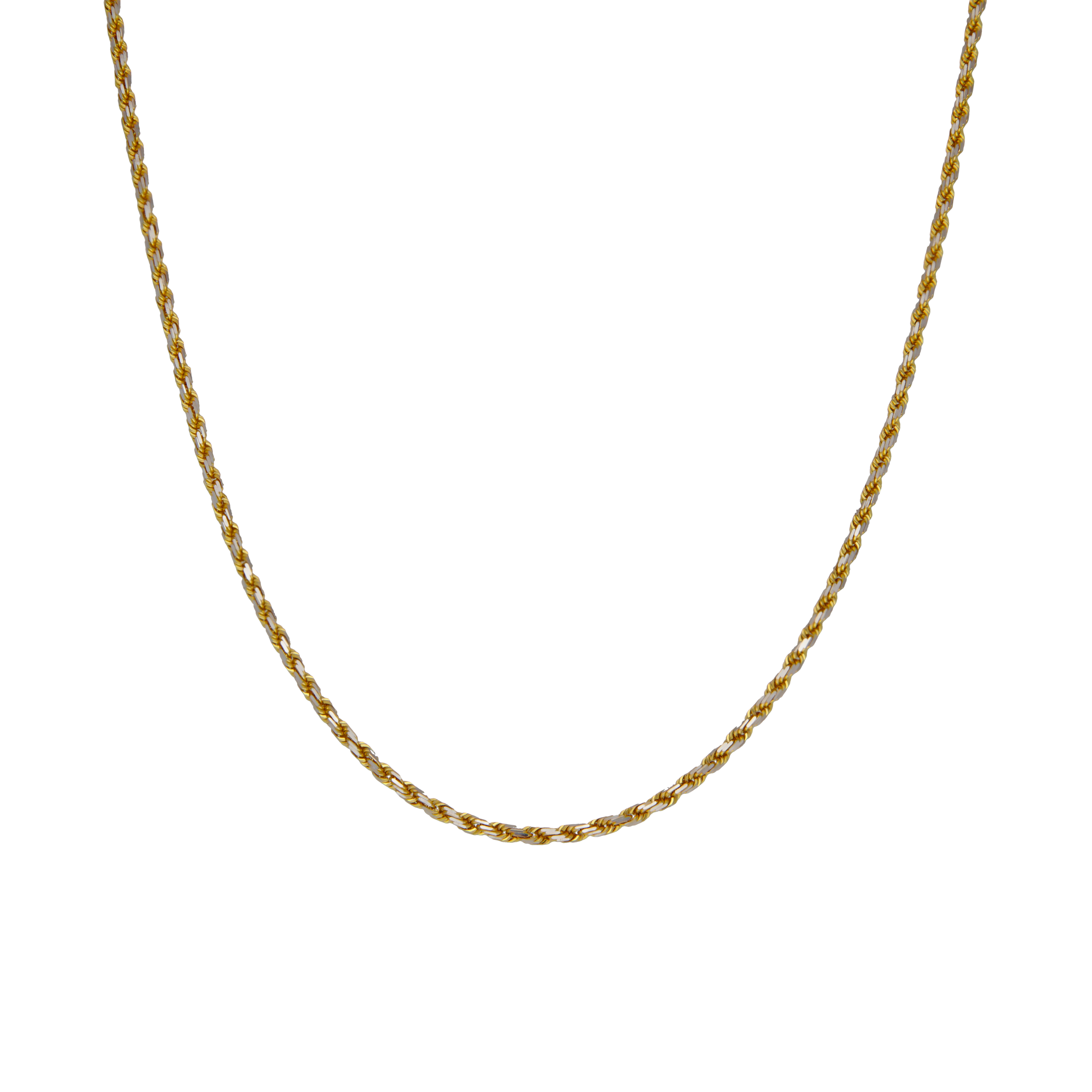 Pre-Owned 9ct Yellow & White Gold 16" Rope Chain Necklace