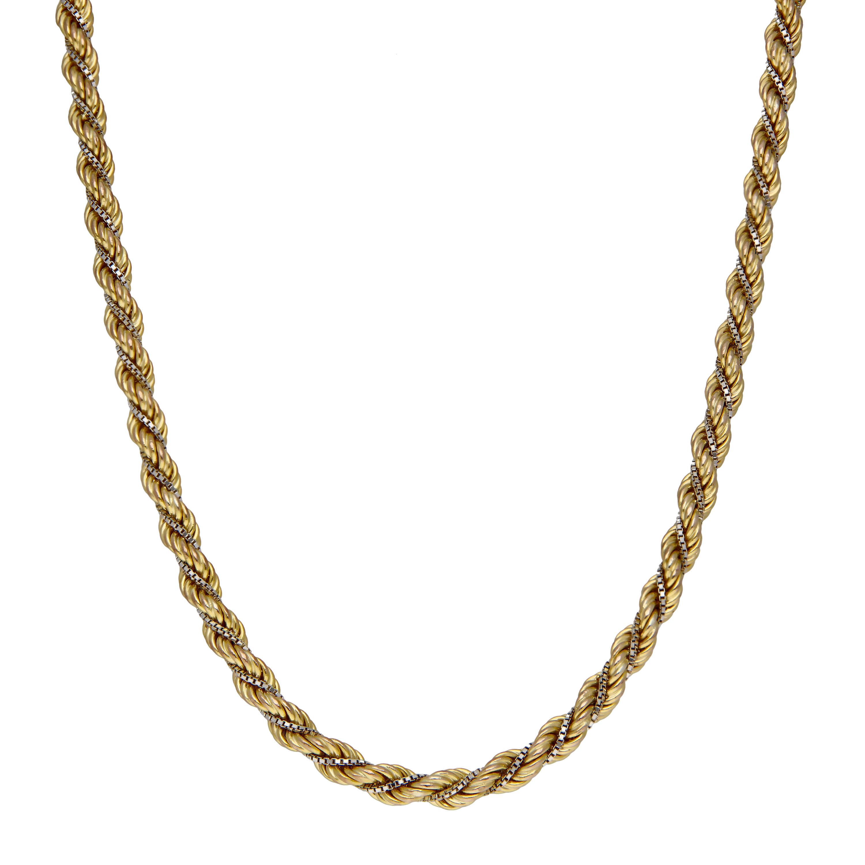 Pre-Owned 9ct Yellow & White Gold 28" Rope Twist Chain Necklace