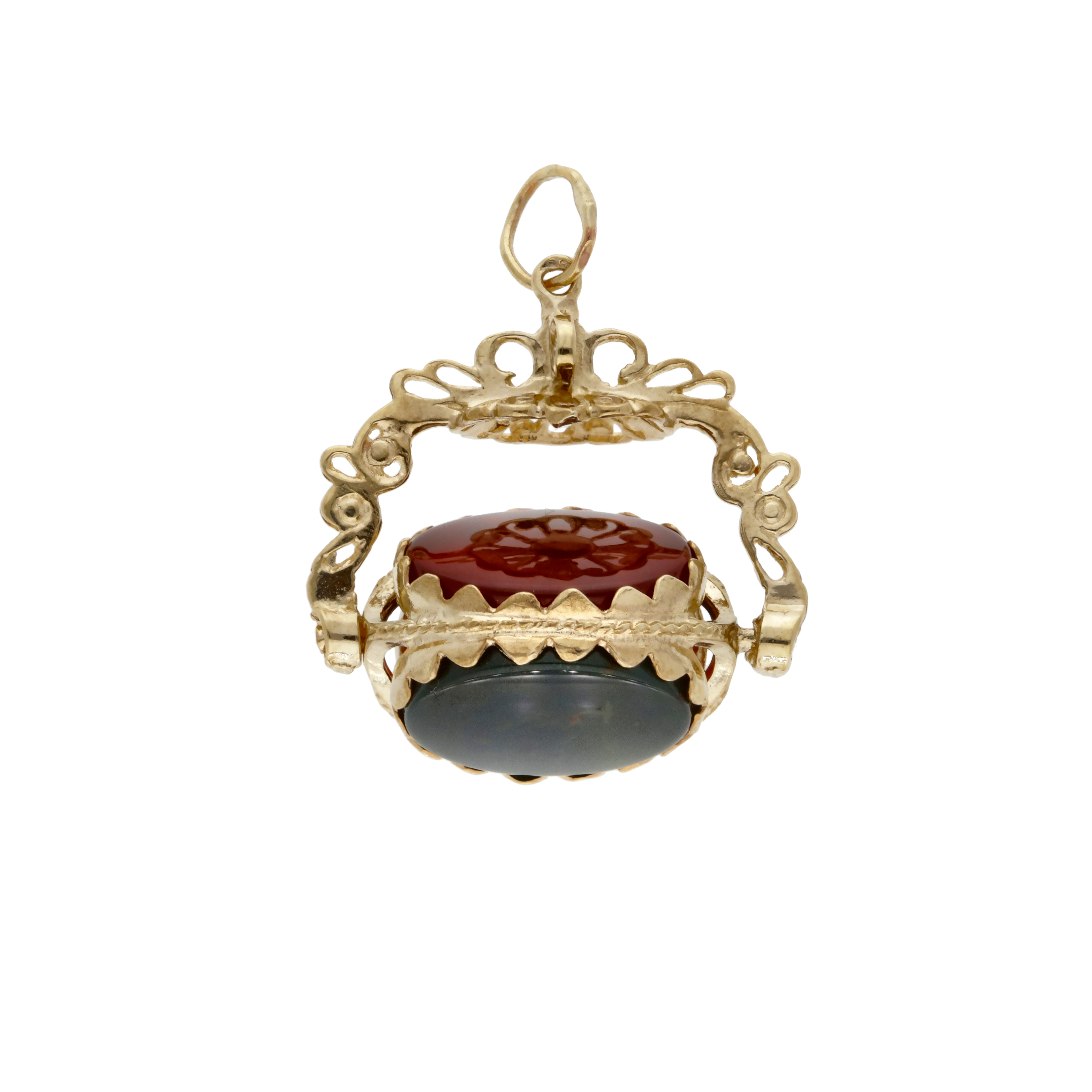 Pre-Owned 9ct Yellow Gold Gemstone Set Spinning Fob Pendant