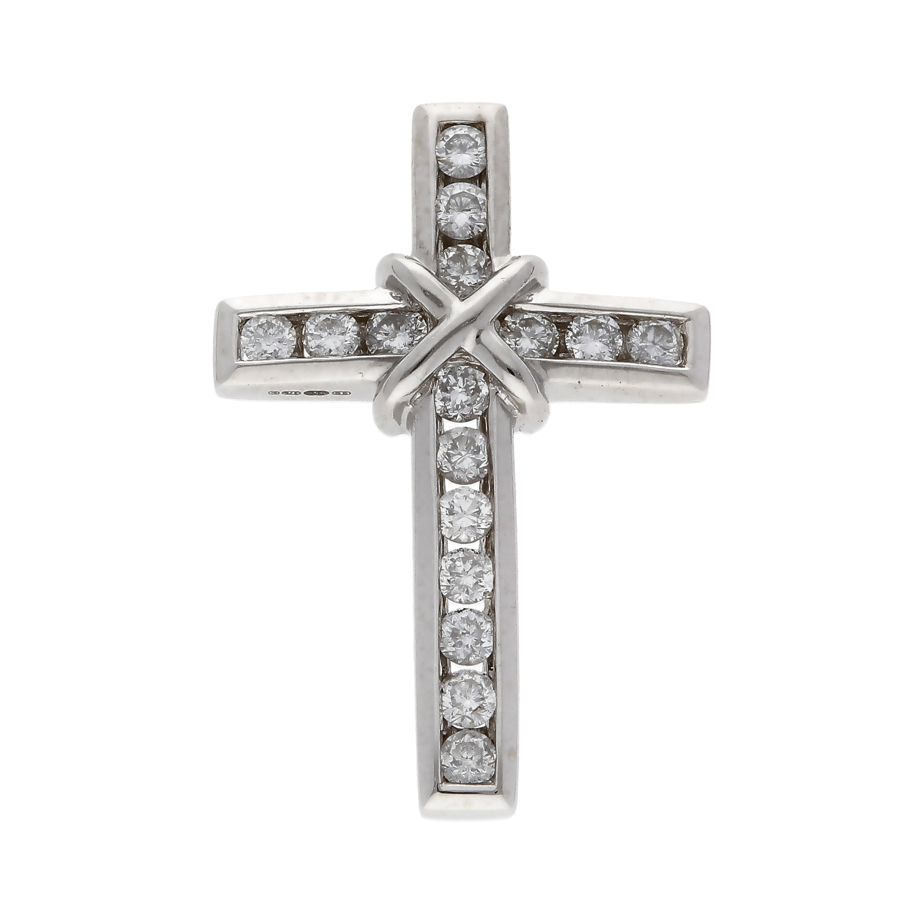 Pre-Owned 9ct White Gold 0.50ct Diamond Cross Pendant