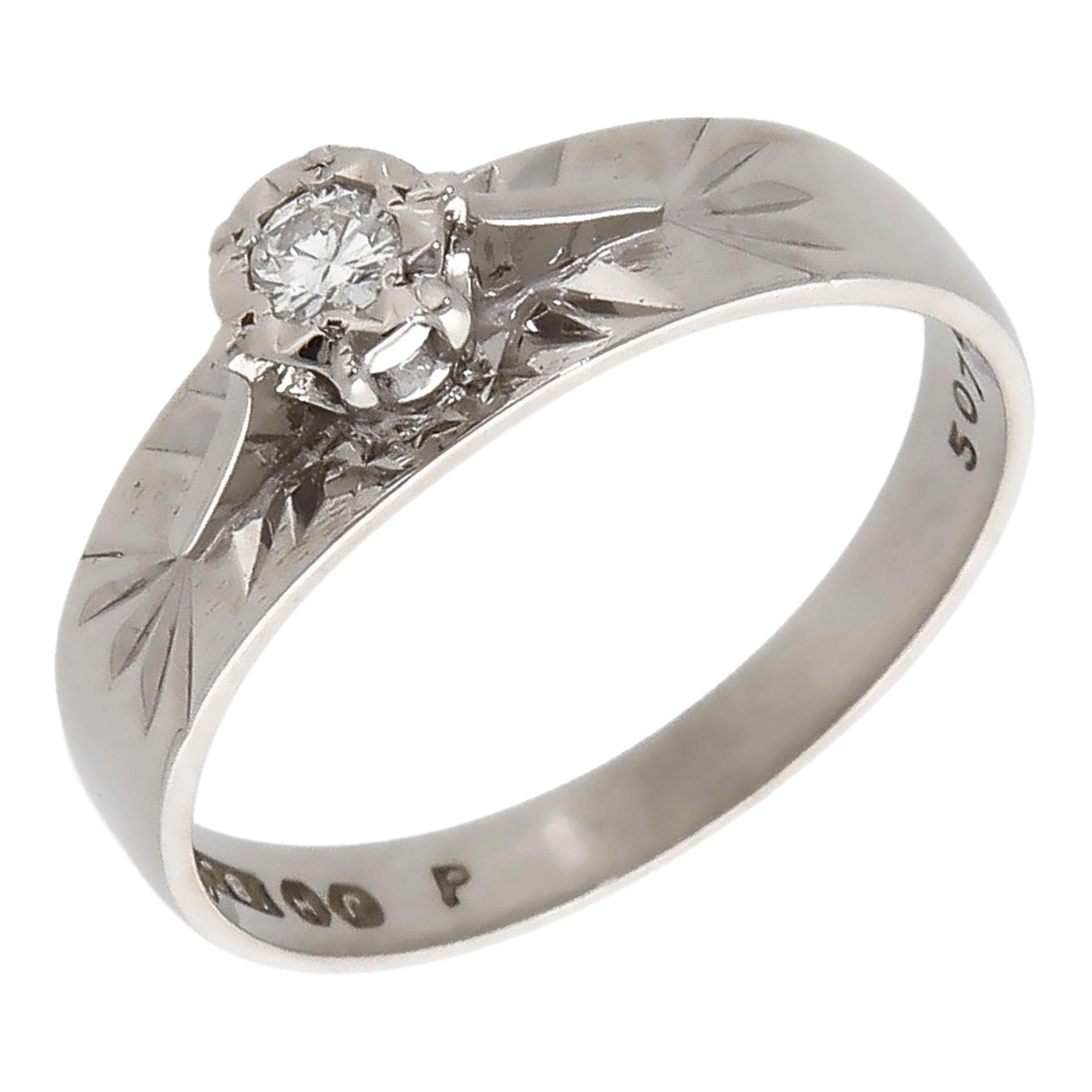 Pre-Owned 14ct White Gold Illusion Set Diamond Solitaire Ring
