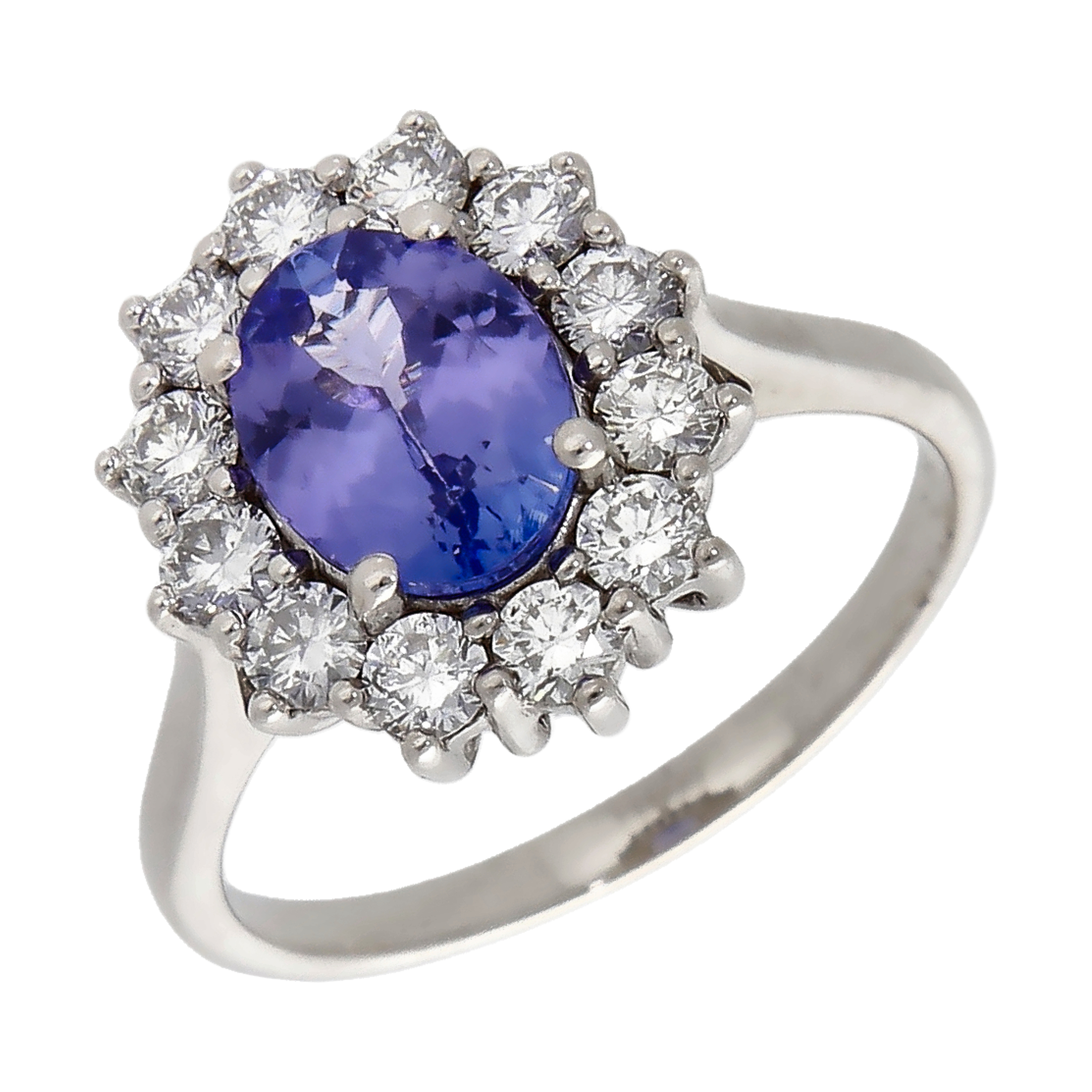 Pre-Owned 18ct White Gold Tanzanite & Diamond Cluster Ring