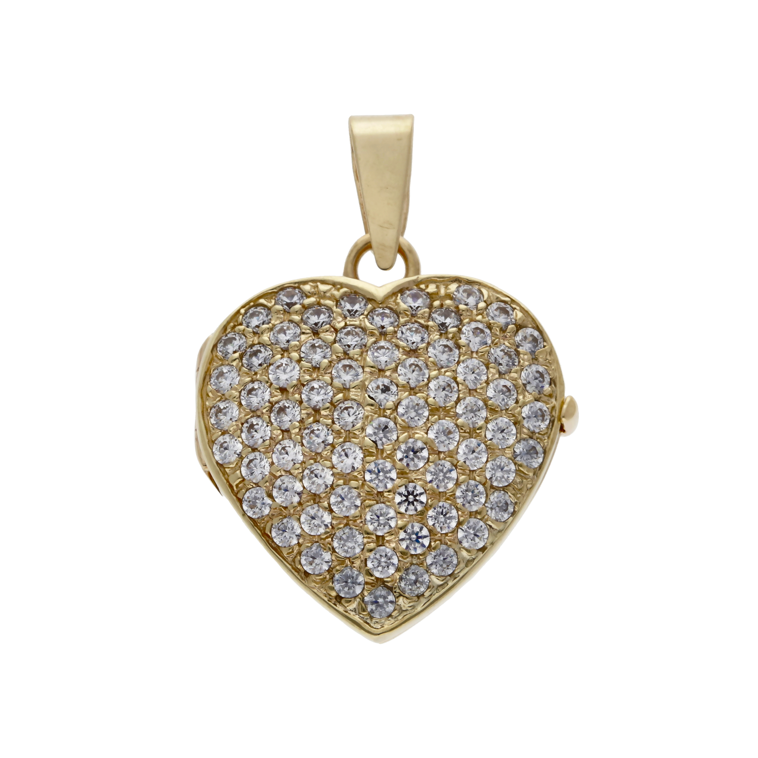 Pre-Owned 9ct Yellow Gold Cubic Zirconia Heart Locket Pendant