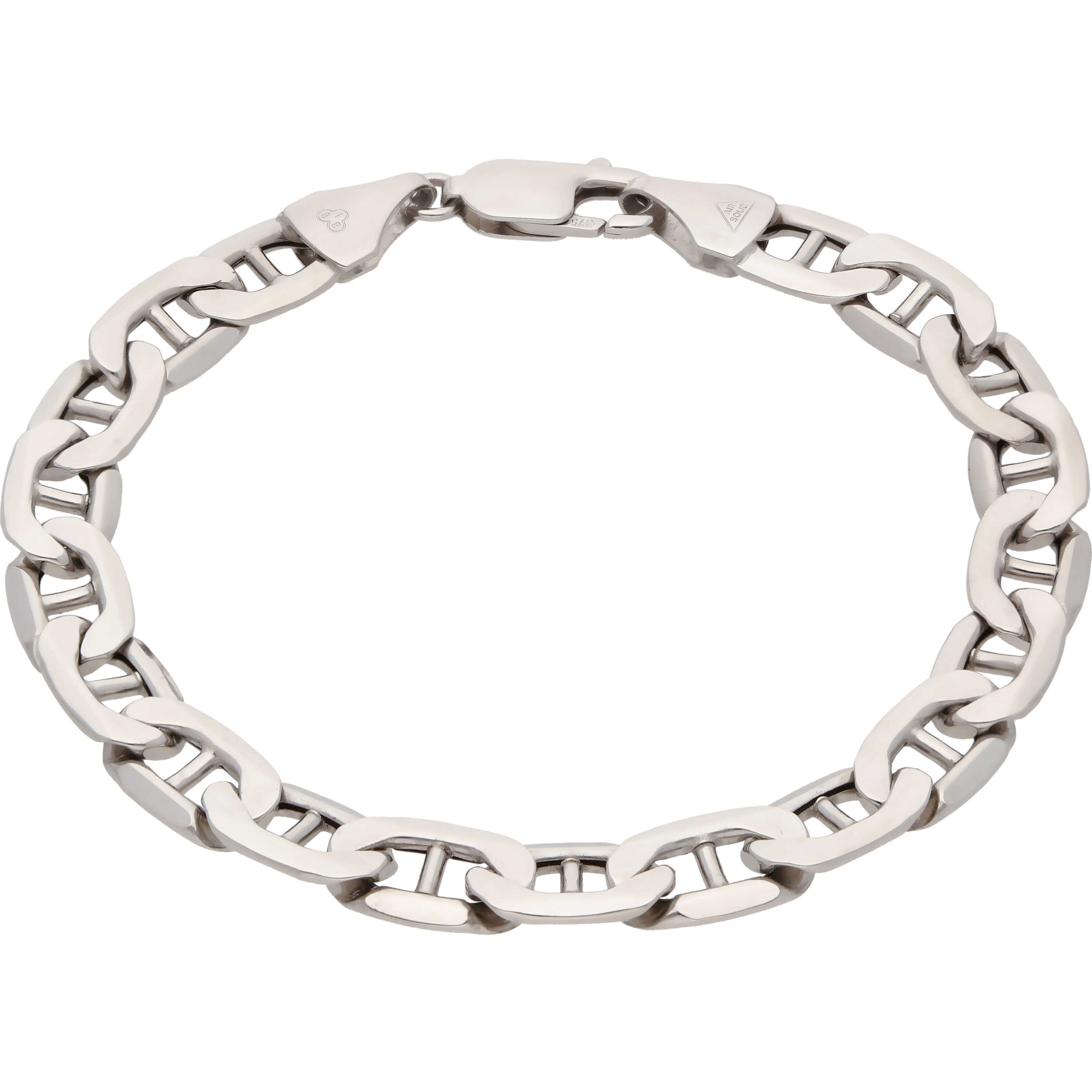 9ct White Gold 8.2 Inch Hollow Anchor Link Bracelet