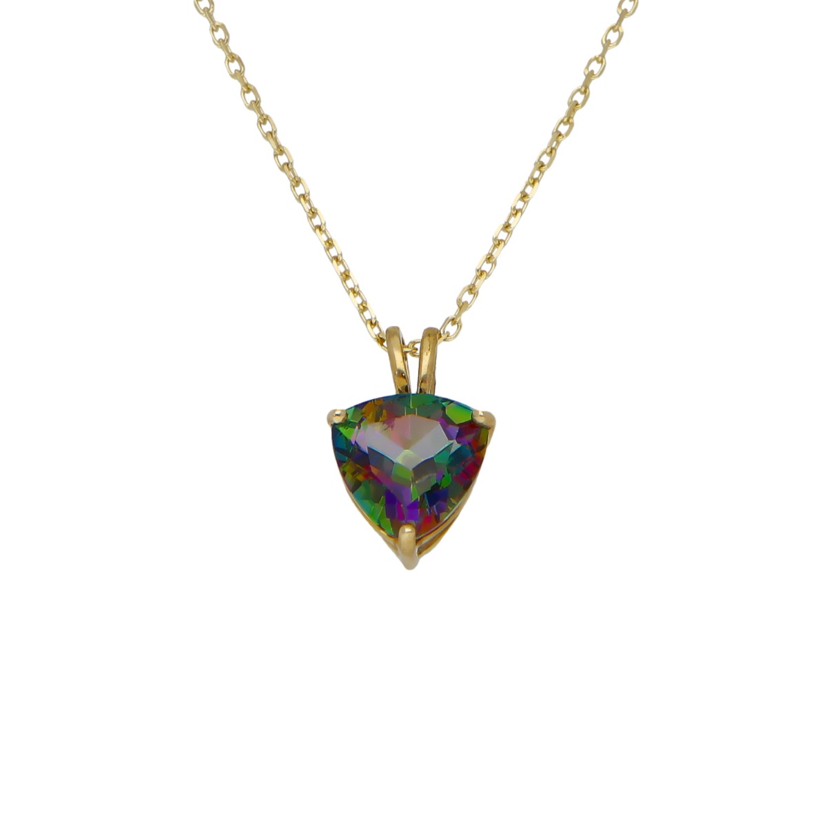 Pre-Owned 9ct Yellow Gold Mystic Topaz Pendant & Chain Necklace
