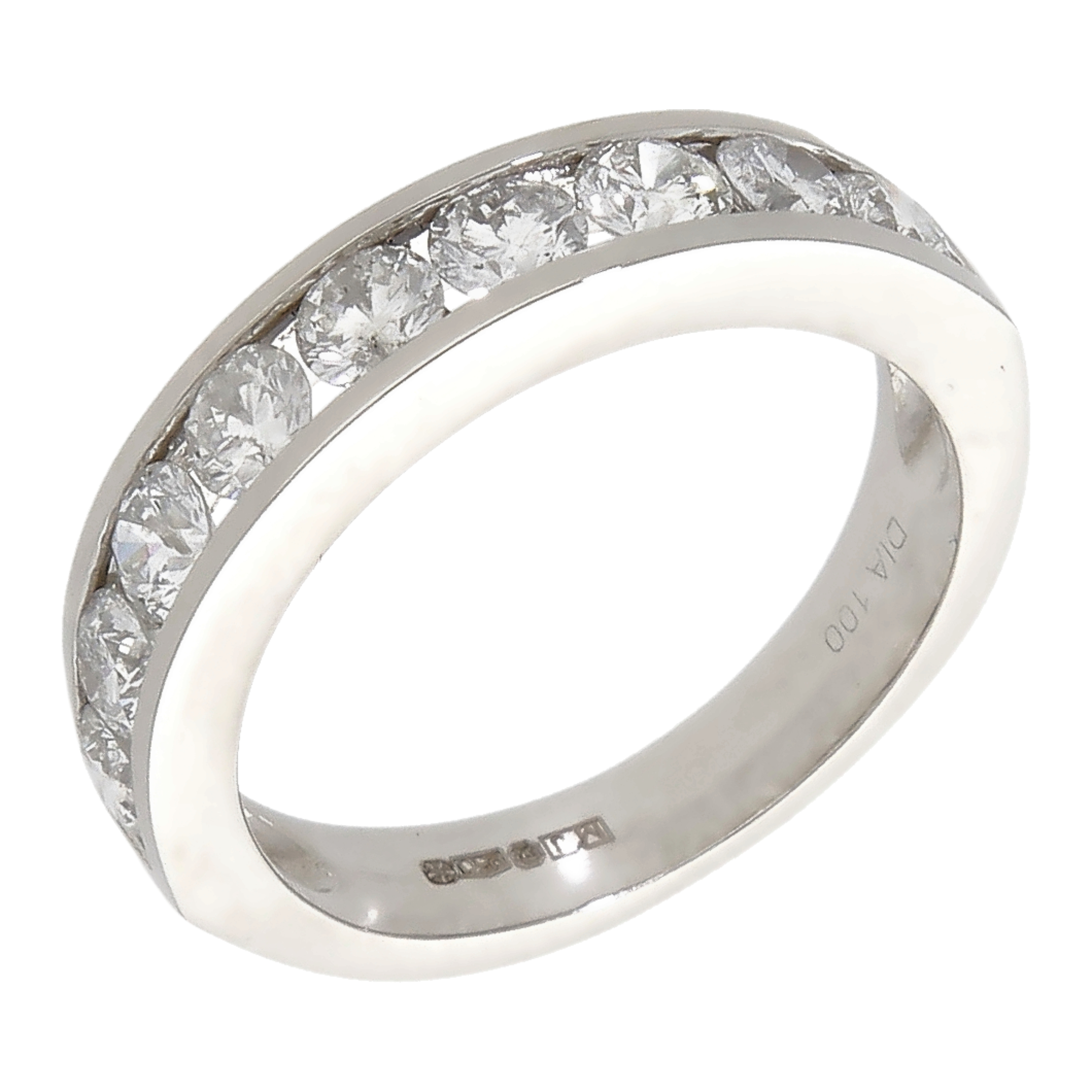 New Platinum 1.00ct Diamond Half Eternity Ring