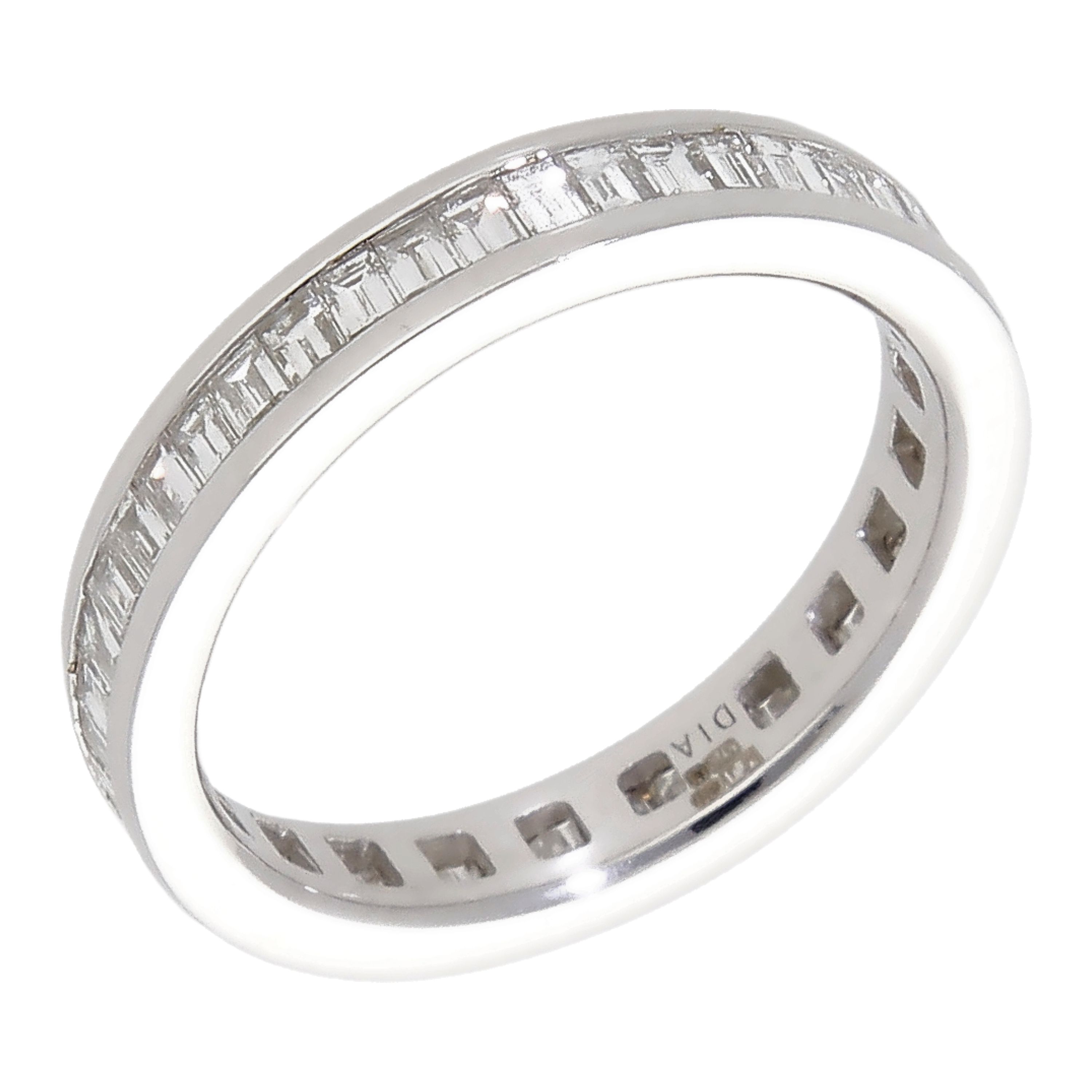 New 18ct White Gold Baguette Cut Diamond Full Eternity Ring